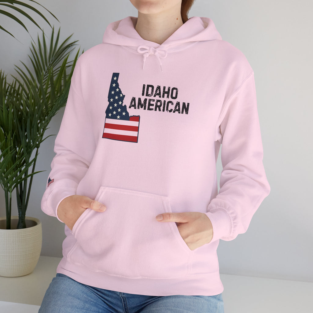 'Idaho American' Hoodie with Sleeve Logo