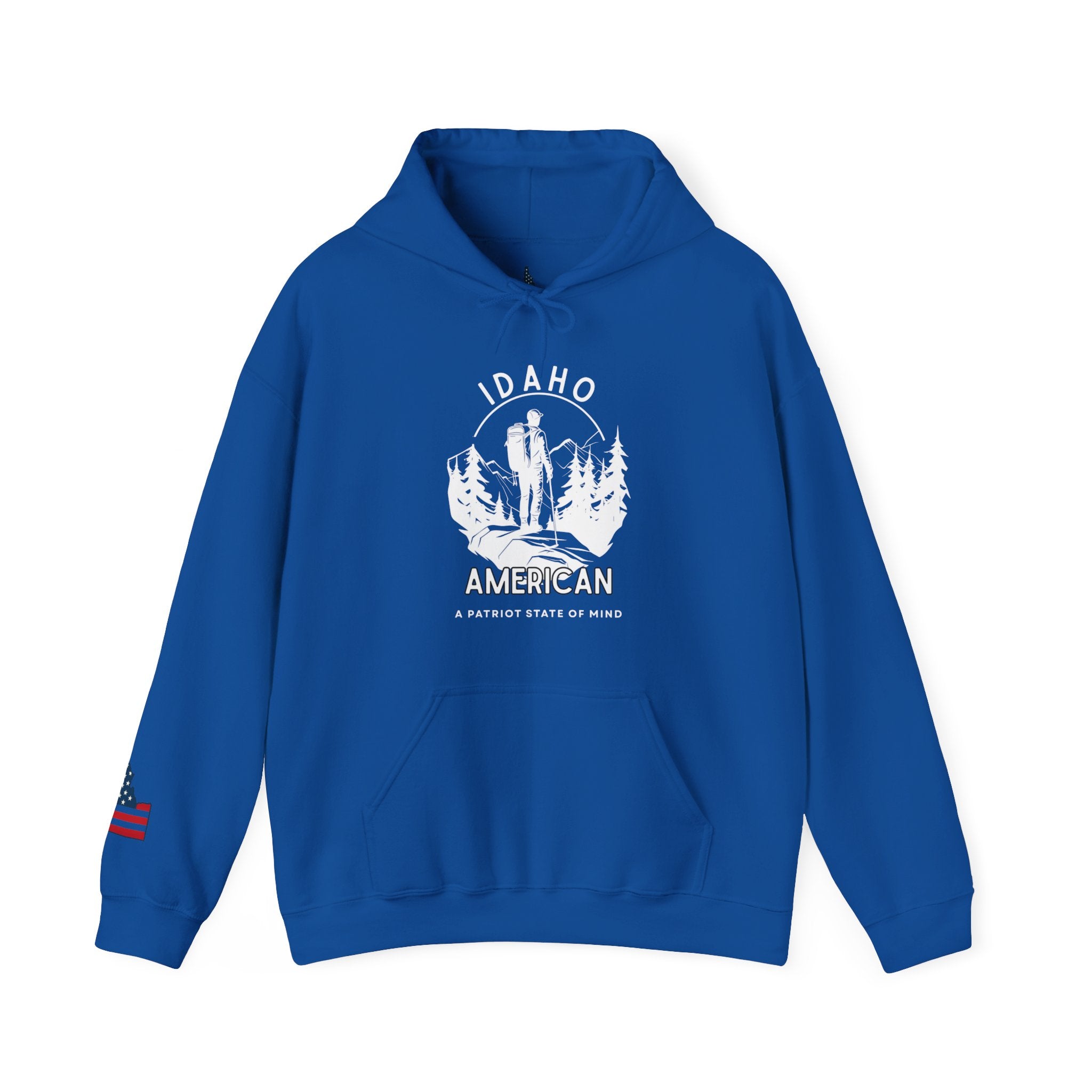 'Idaho American Patriot State of Mind' Hoodie with Sleeve Logo