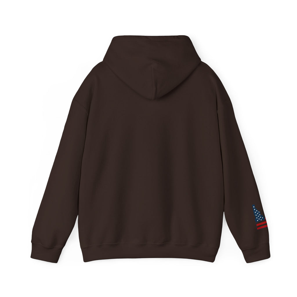 'Idaho American Patriot State of Mind' Hoodie with Sleeve Logo