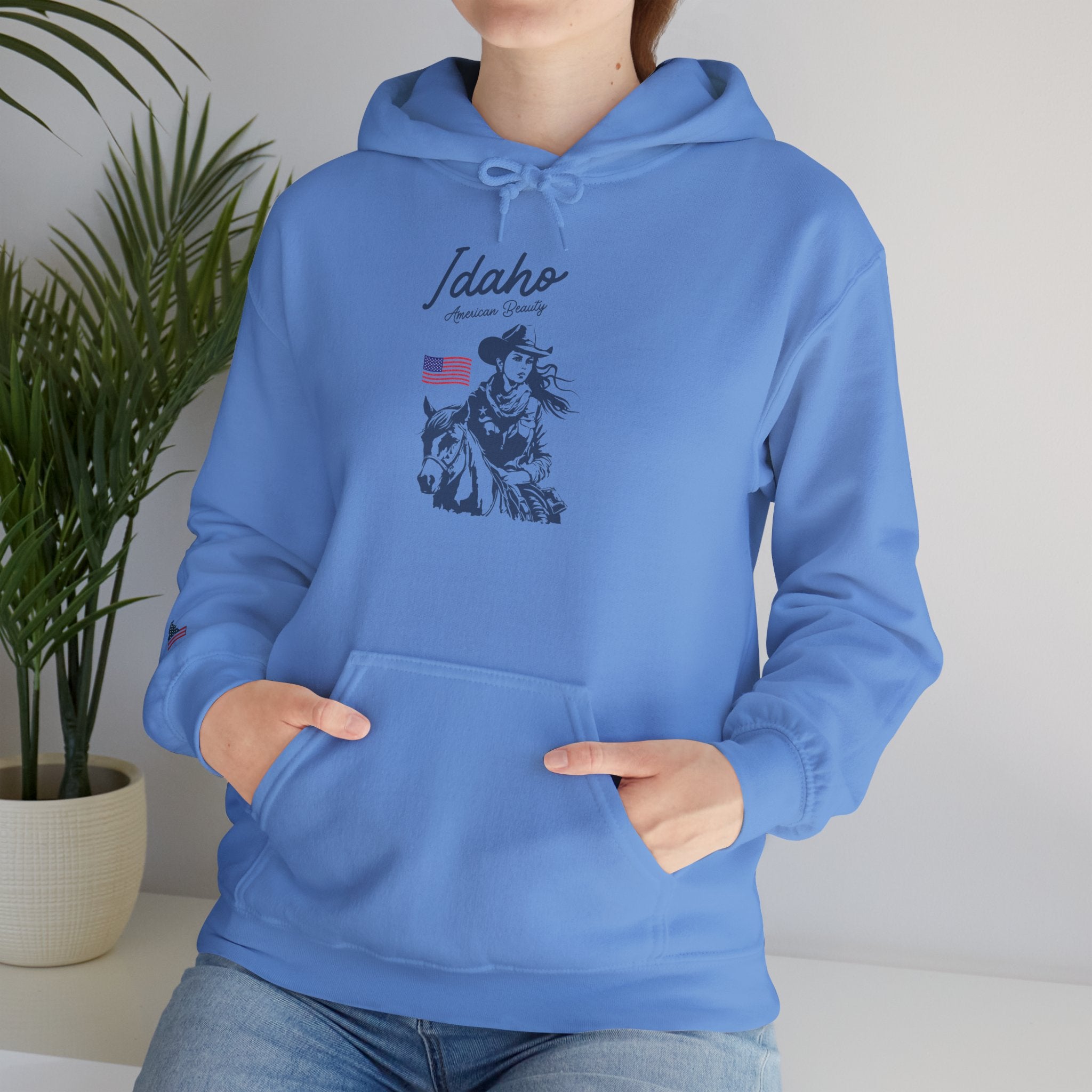 Idaho American Beauty Western Hoodie With Sleeve Logo