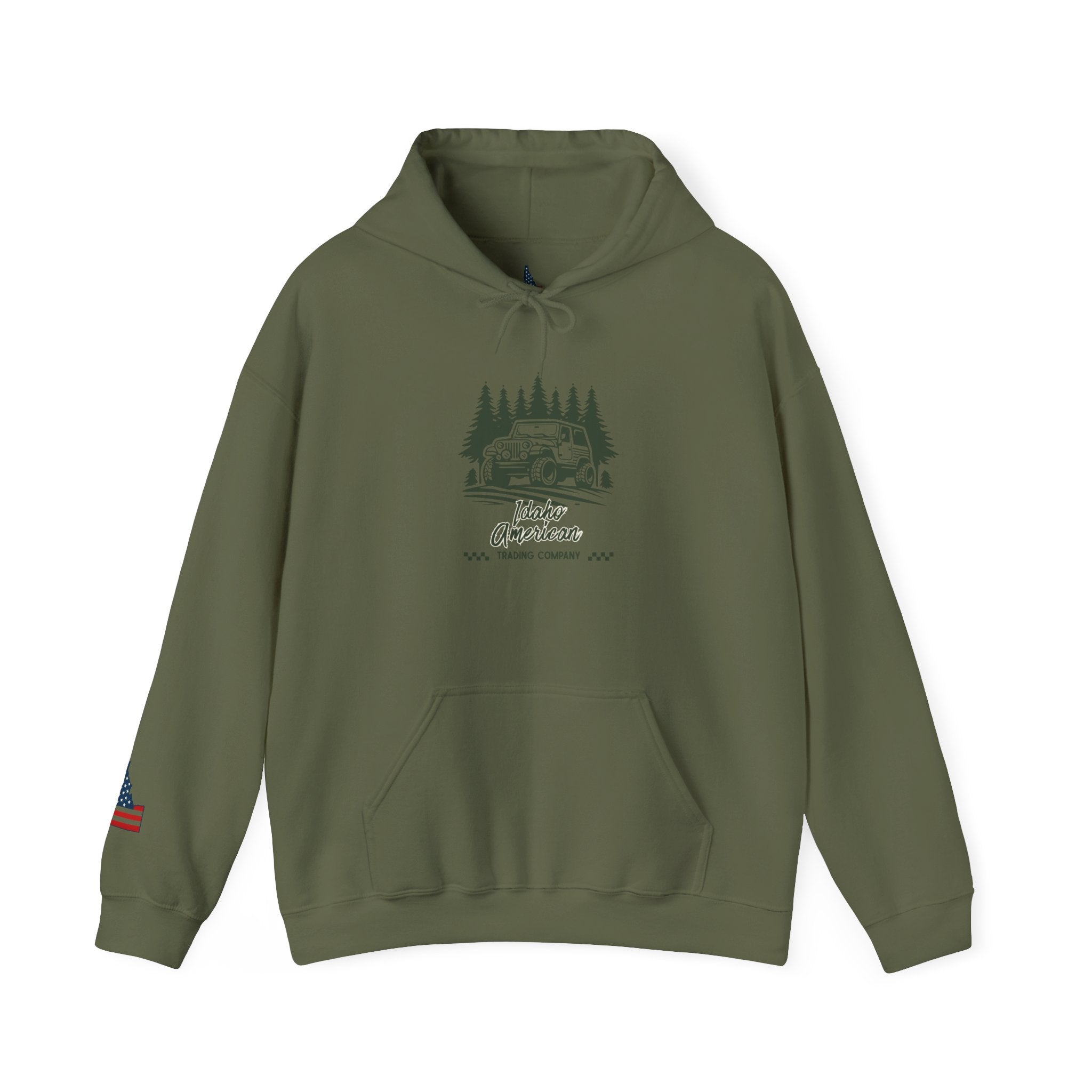 Idaho American Trading Co. Off-Roading Jeep Hoodie with Sleeve Logo