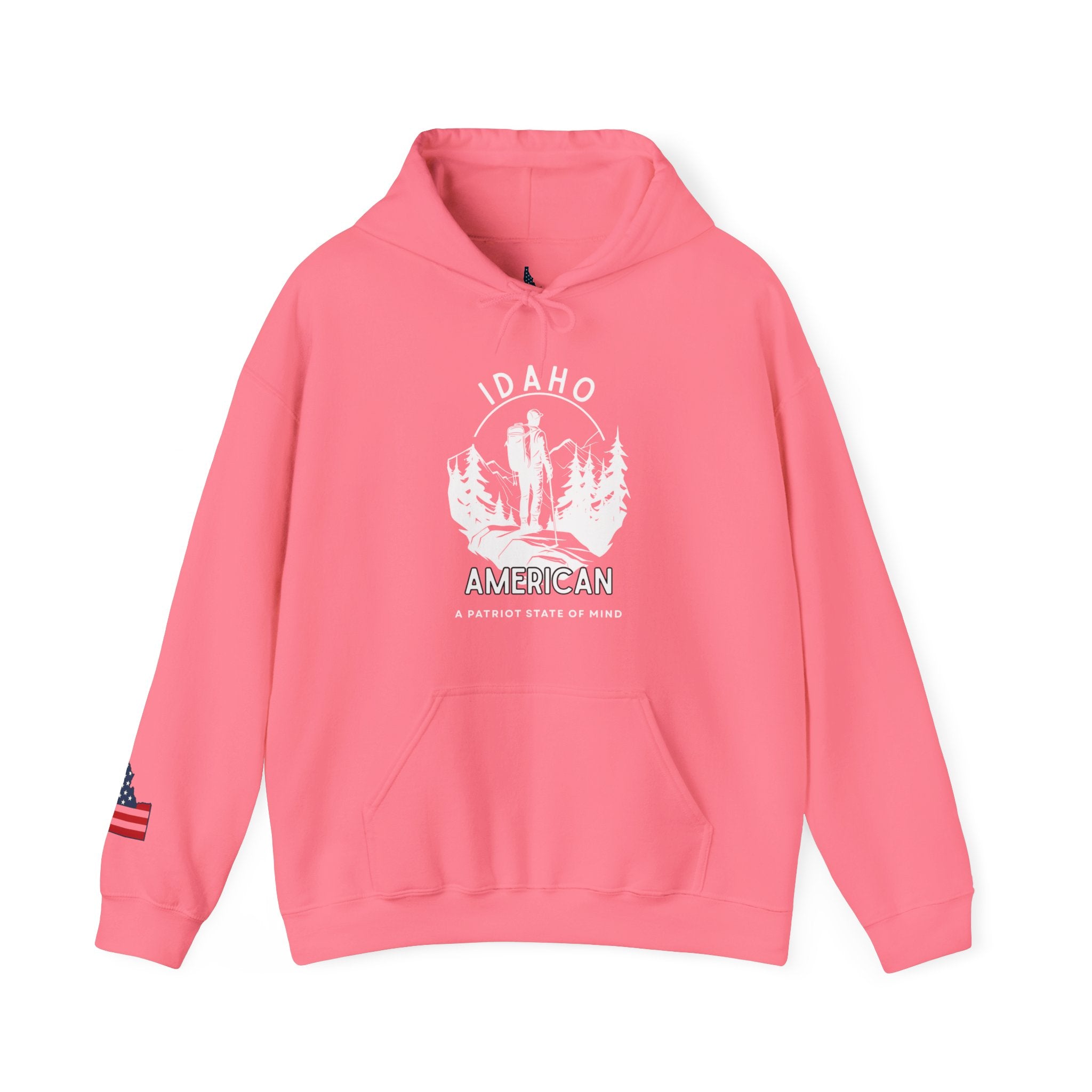 'Idaho American Patriot State of Mind' Hoodie with Sleeve Logo