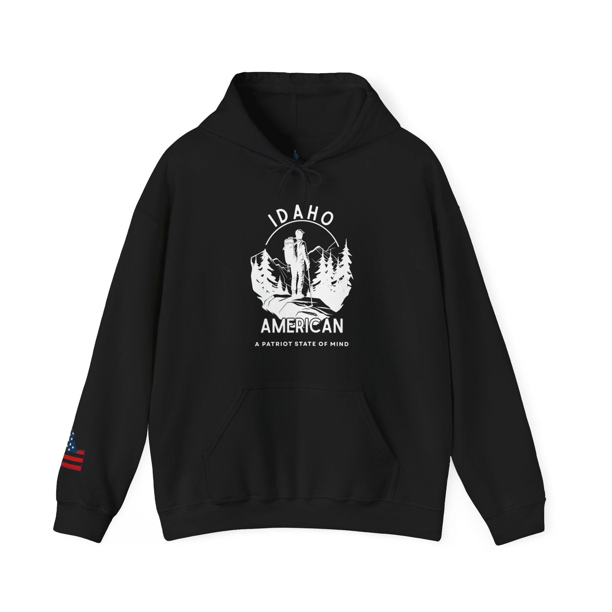 'Idaho American Patriot State of Mind' Hoodie with Sleeve Logo