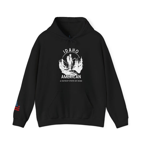 'Idaho American Patriot State of Mind' Hoodie with Sleeve Logo