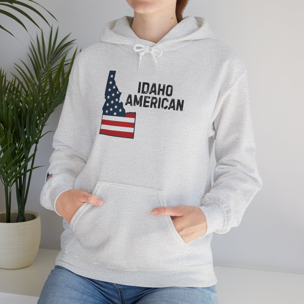 'Idaho American' Hoodie with Sleeve Logo
