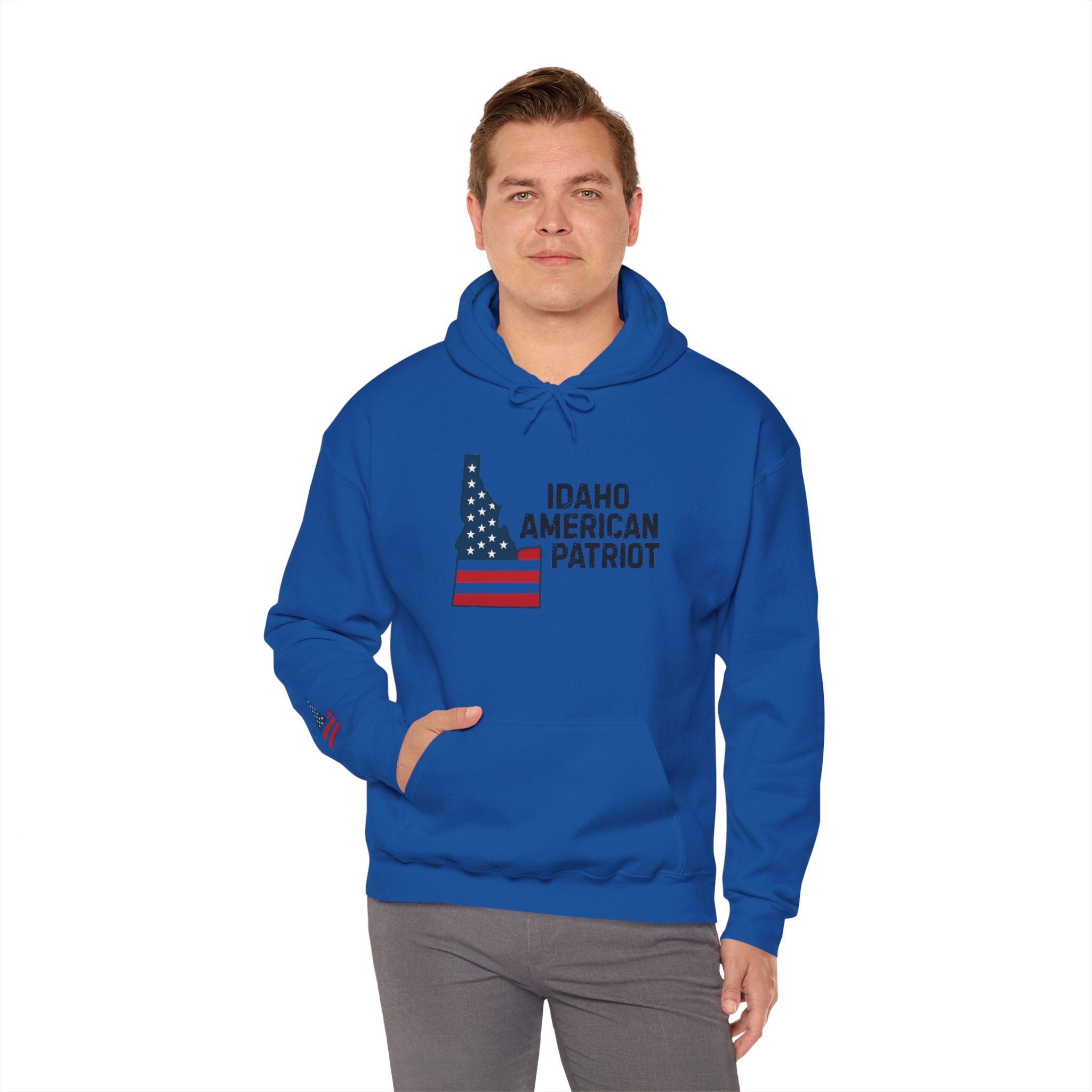'Idaho American Patriot' Hoodie with Sleeve Logo