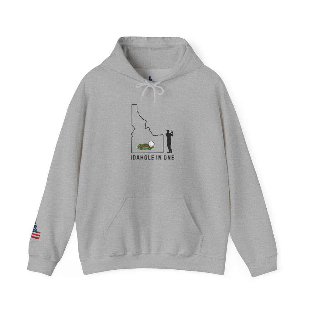 'Idahole In One' Men's Golf Hoodie with Sleeve Logo