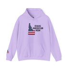 Idaho American Mom Hoodie with Sleeve Logo