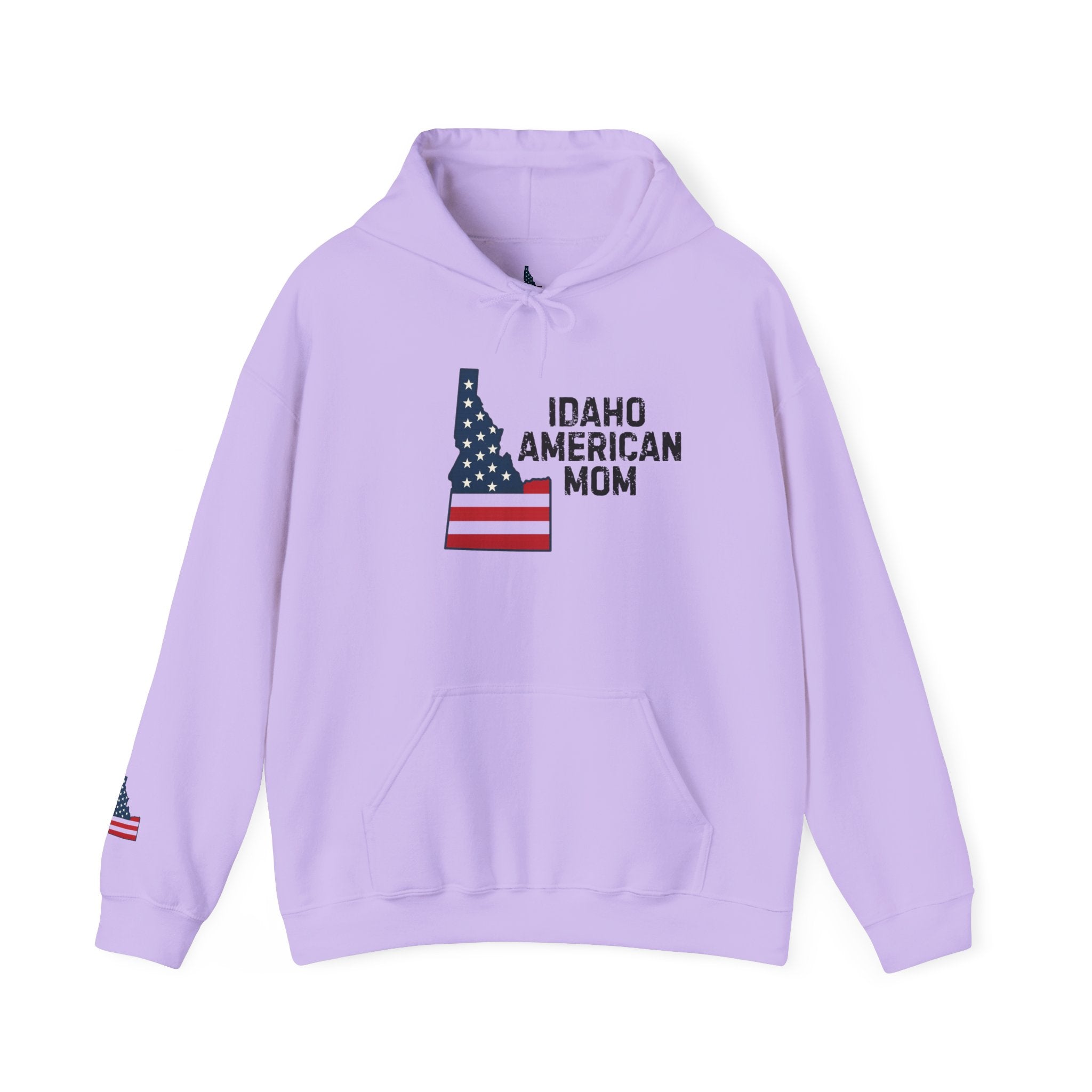Idaho American Mom Hoodie with Sleeve Logo