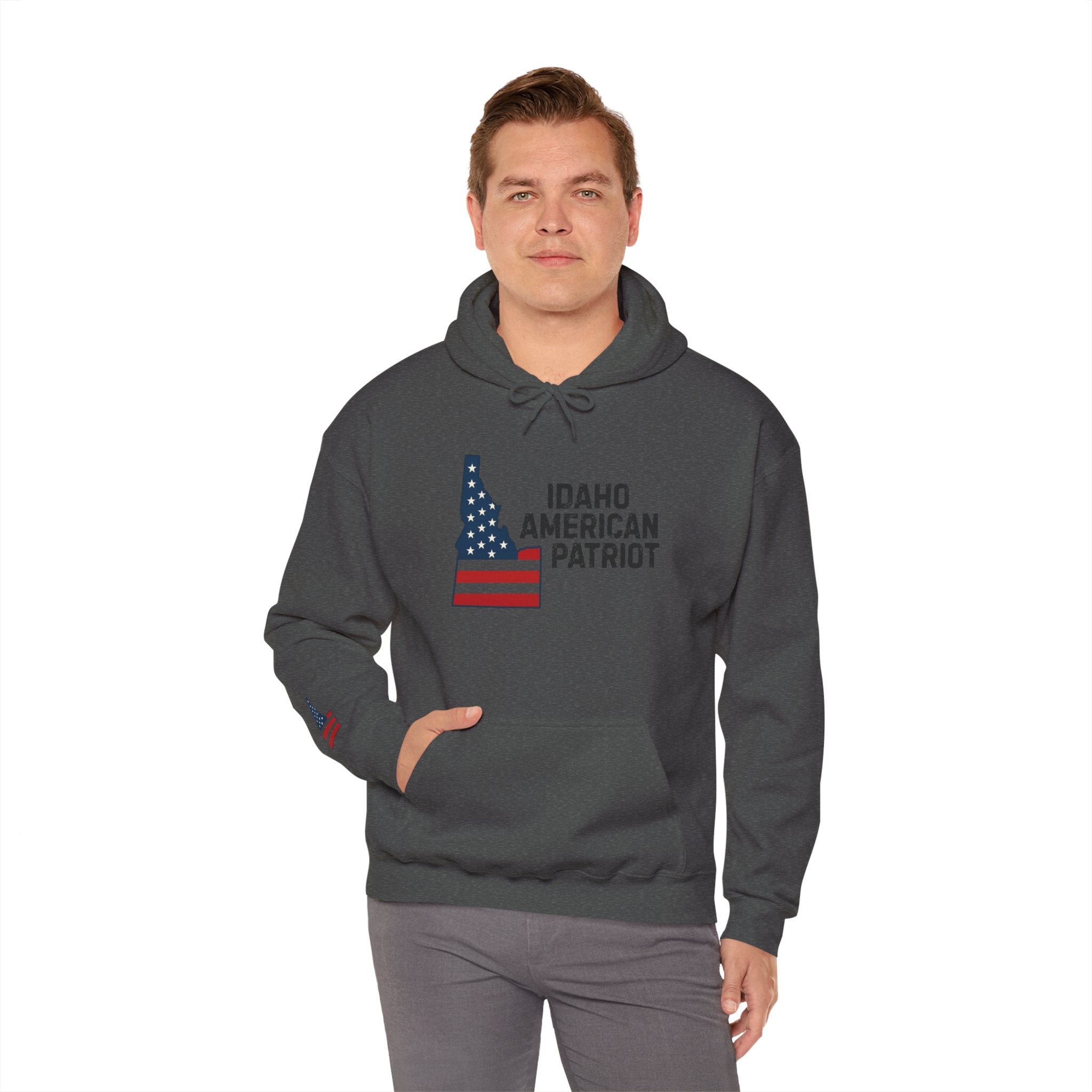 'Idaho American Patriot' Hoodie with Sleeve Logo