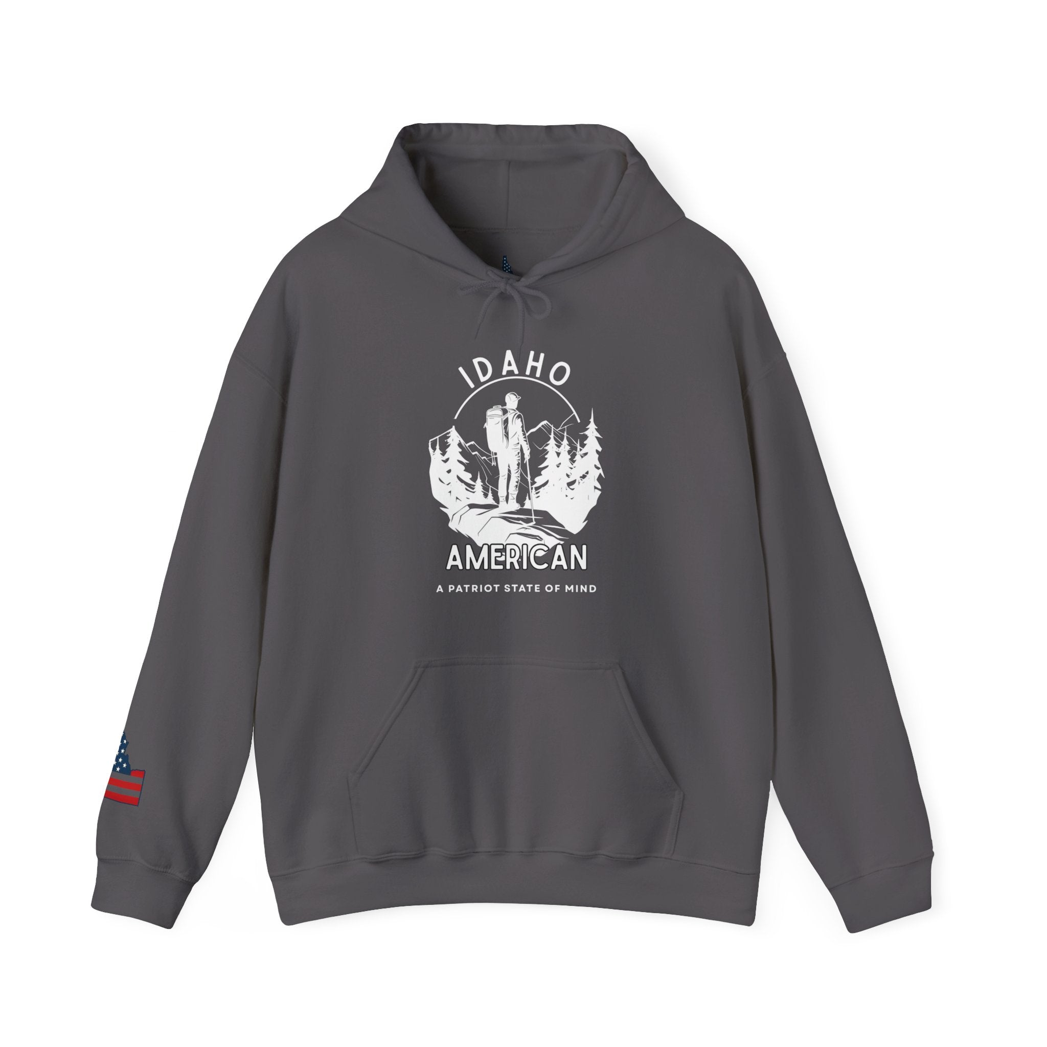 'Idaho American Patriot State of Mind' Hoodie with Sleeve Logo