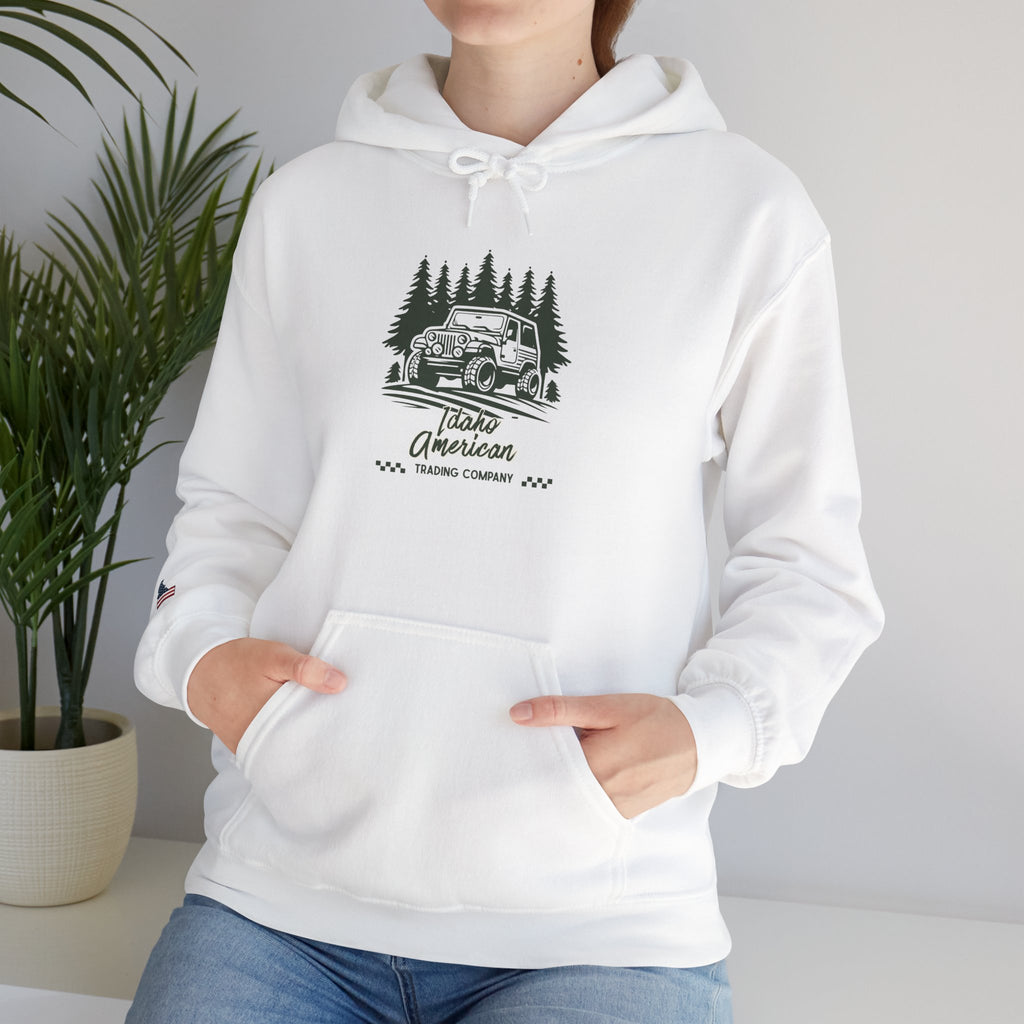 Idaho American Trading Co. Off-Roading Jeep Hoodie with Sleeve Logo
