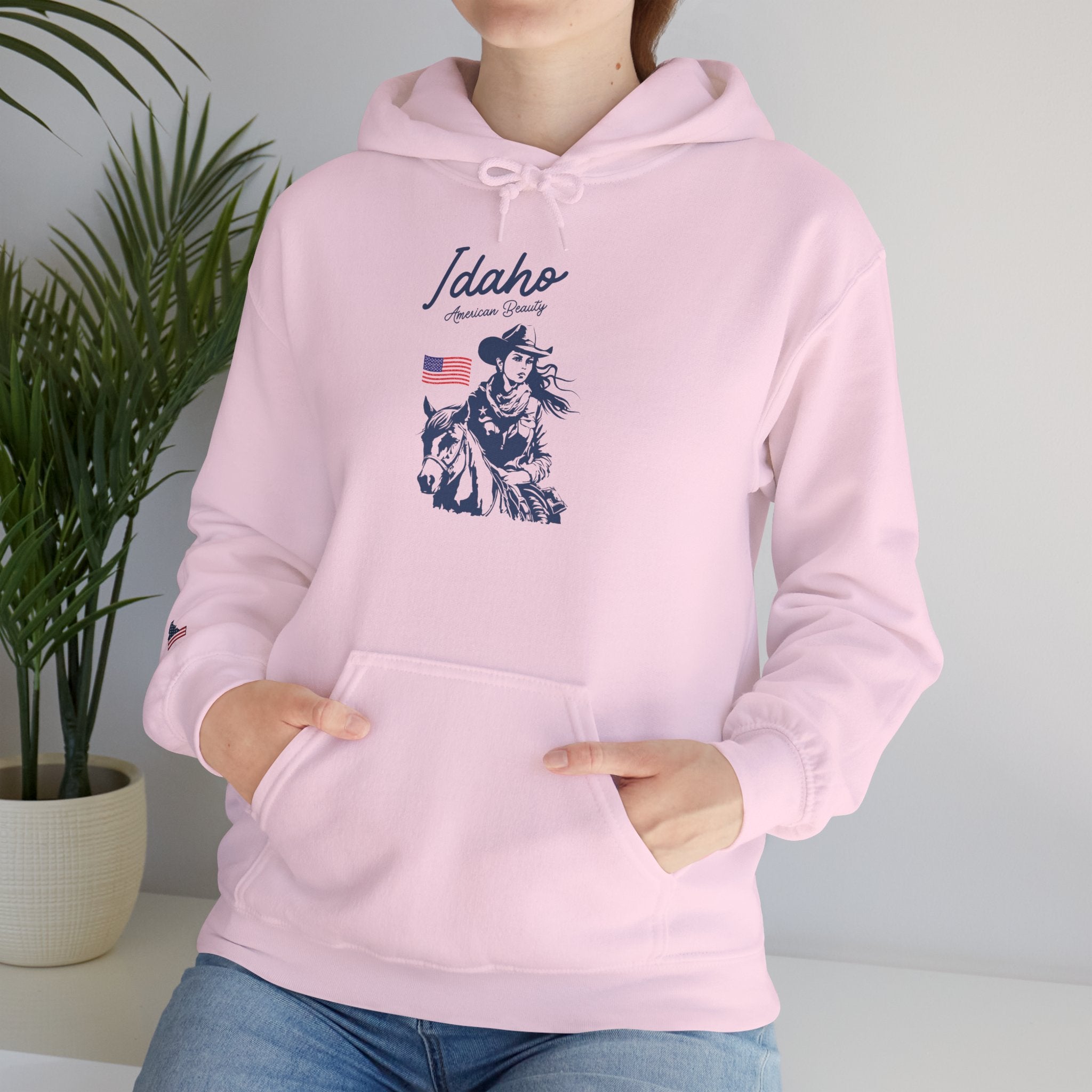 Idaho American Beauty Western Hoodie With Sleeve Logo