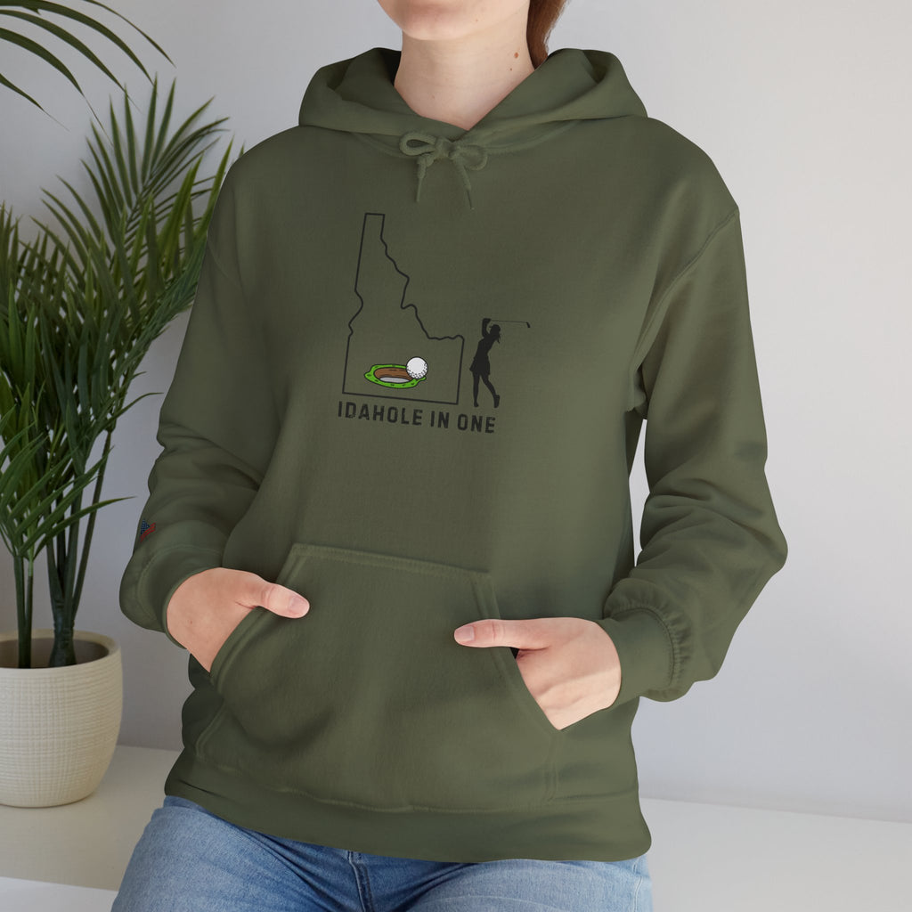 Idahole In One Women's Golf Hoodie With Sleeve Logo