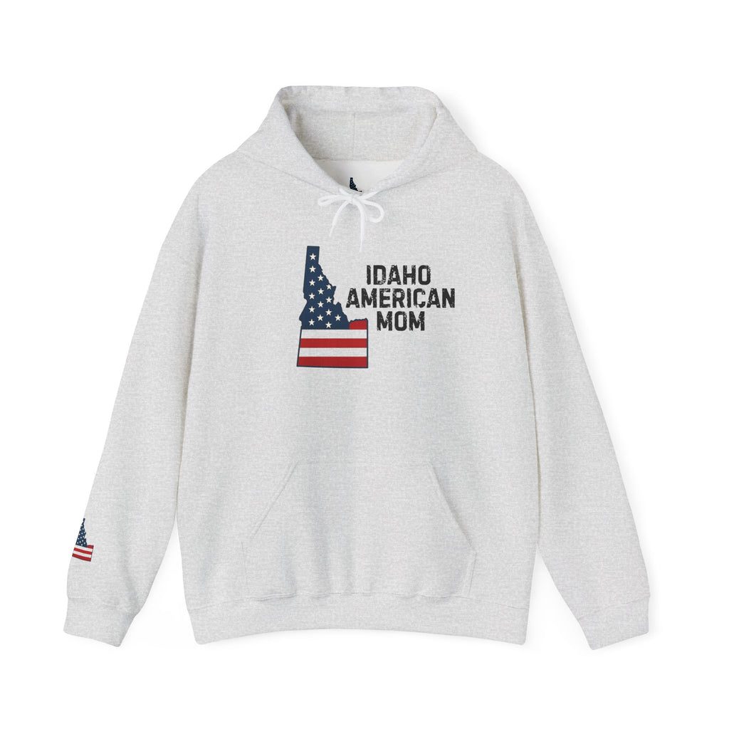 Idaho American Mom Hoodie with Sleeve Logo