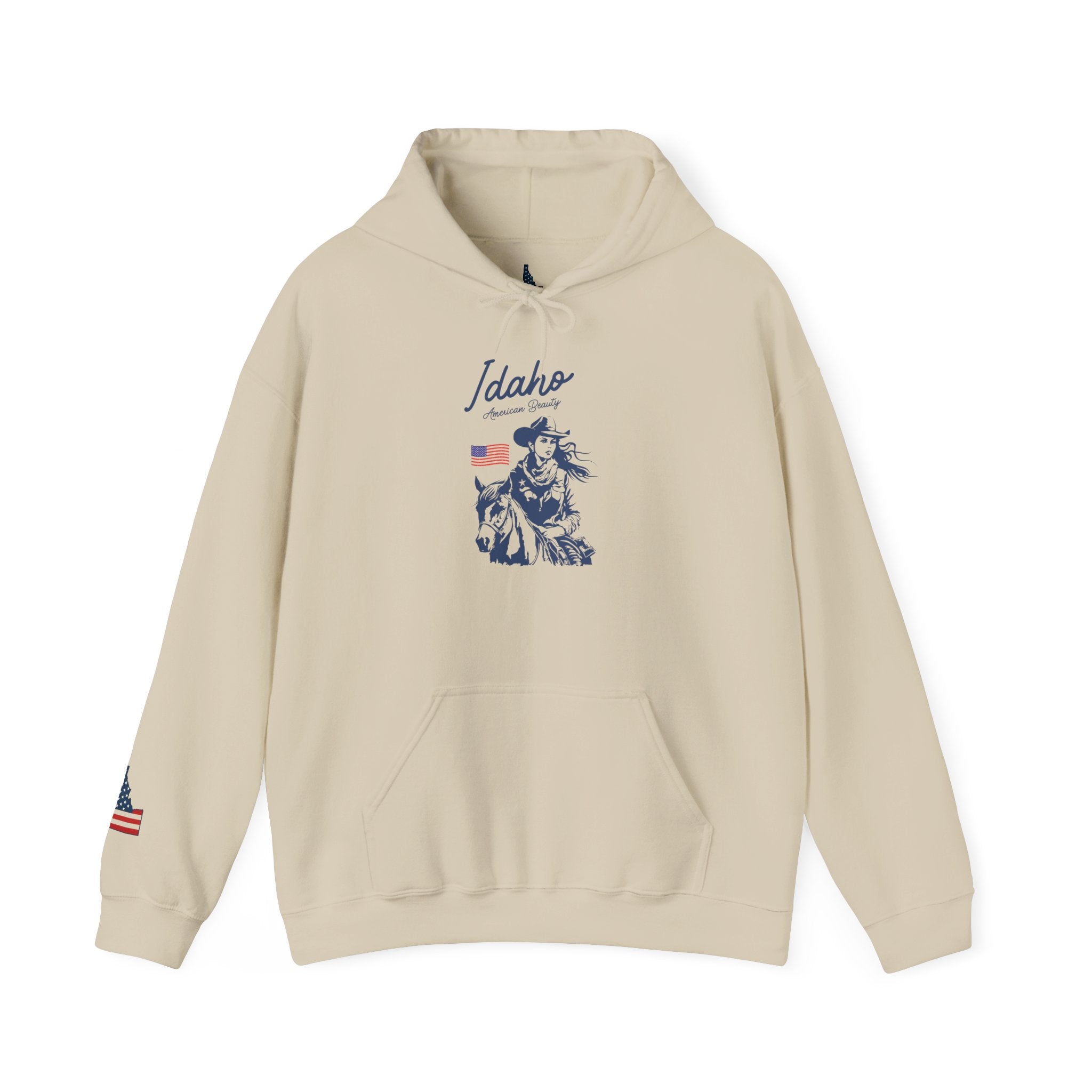 Idaho American Beauty Western Hoodie With Sleeve Logo