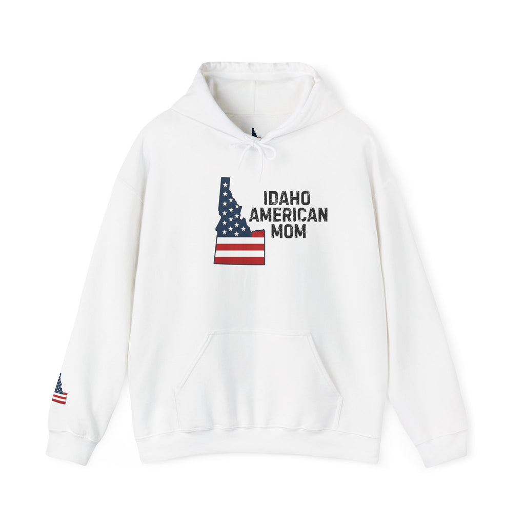Idaho American Mom Hoodie with Sleeve Logo