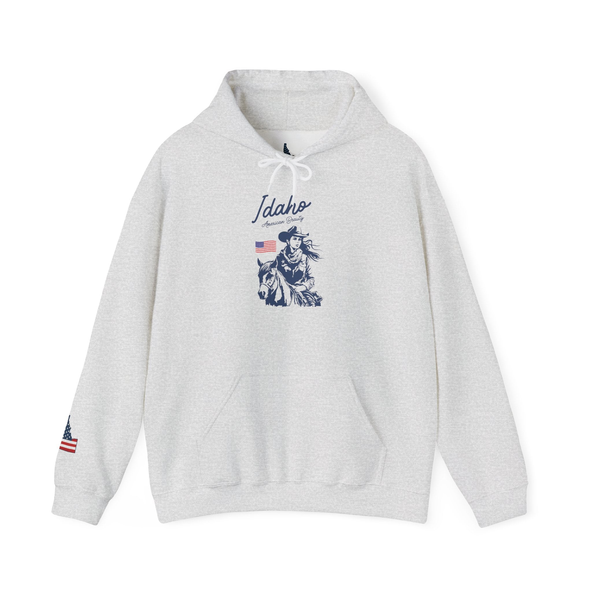 Idaho American Beauty Western Hoodie With Sleeve Logo