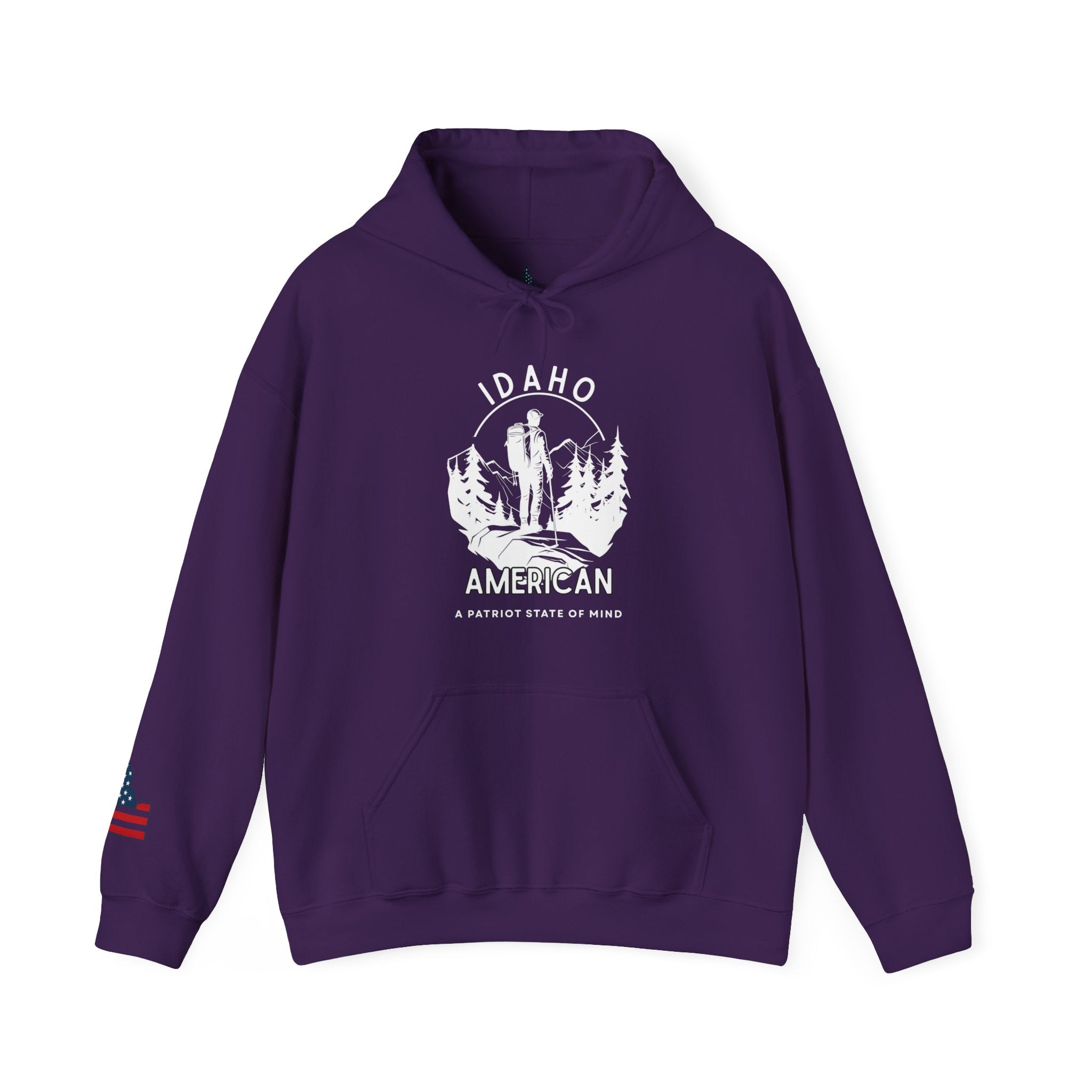 'Idaho American Patriot State of Mind' Hoodie with Sleeve Logo