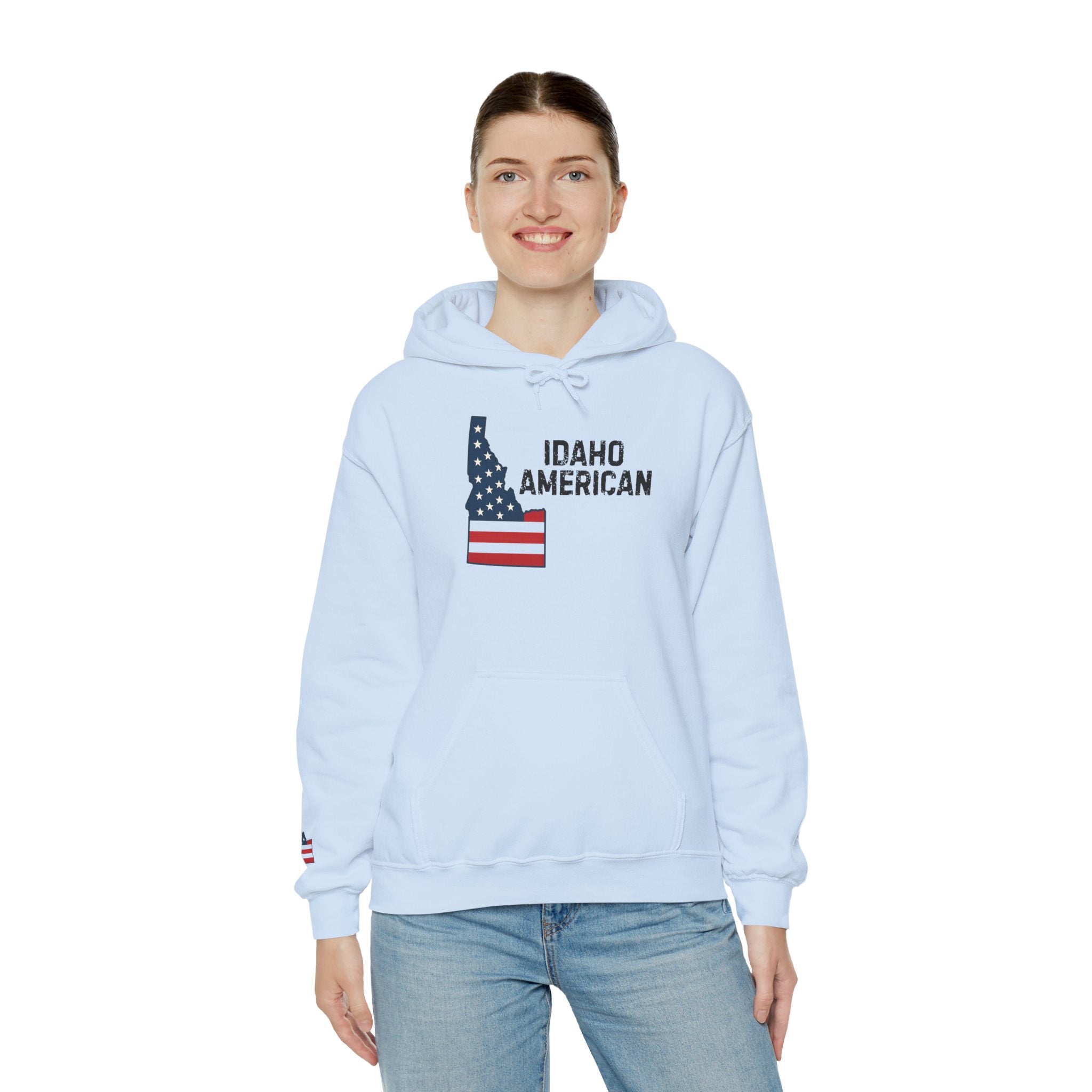 'Idaho American' Hoodie with Sleeve Logo