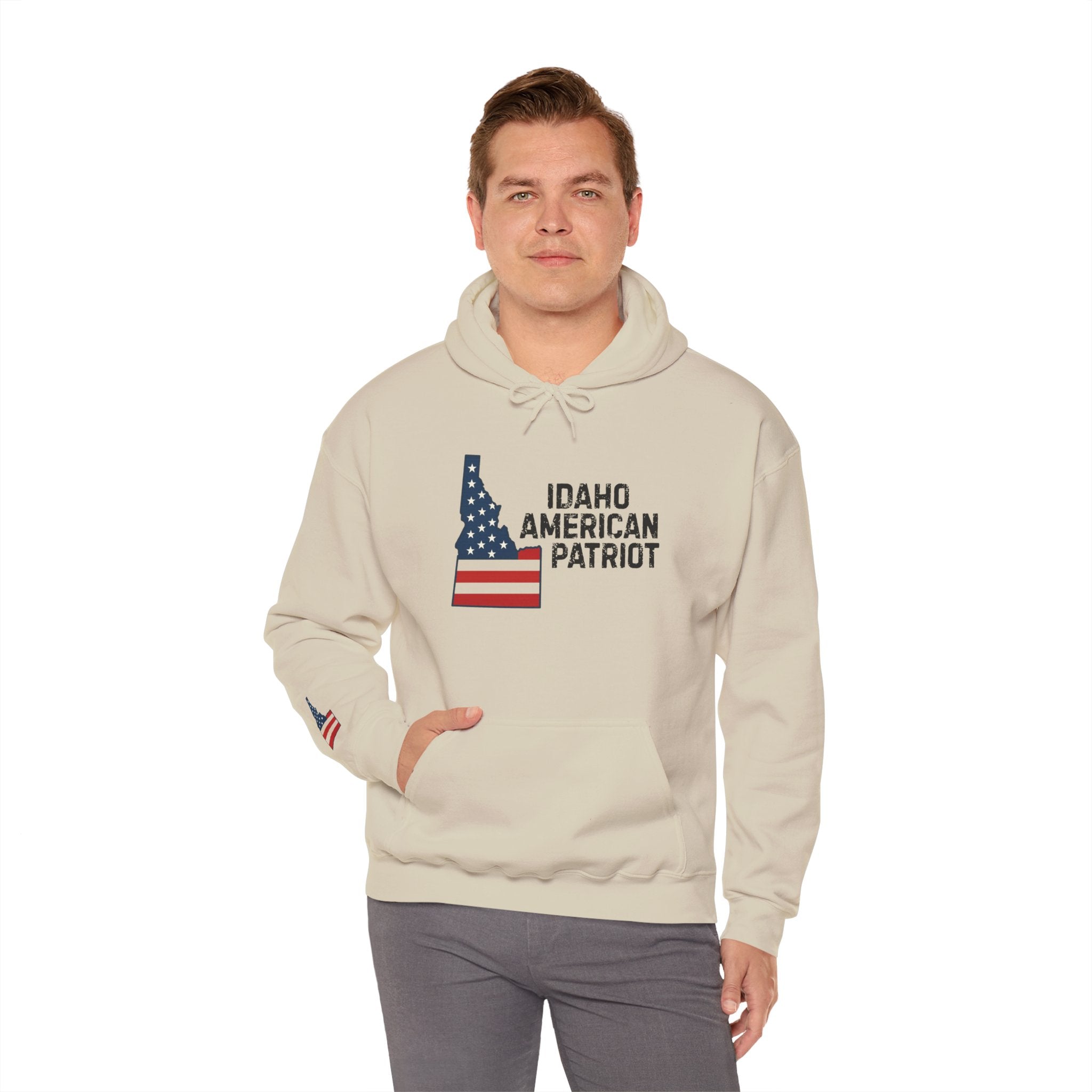 'Idaho American Patriot' Hoodie with Sleeve Logo