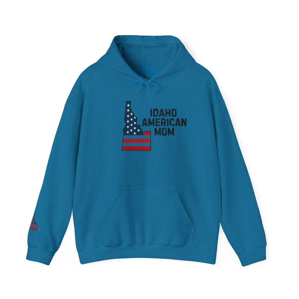 Idaho American Mom Hoodie with Sleeve Logo
