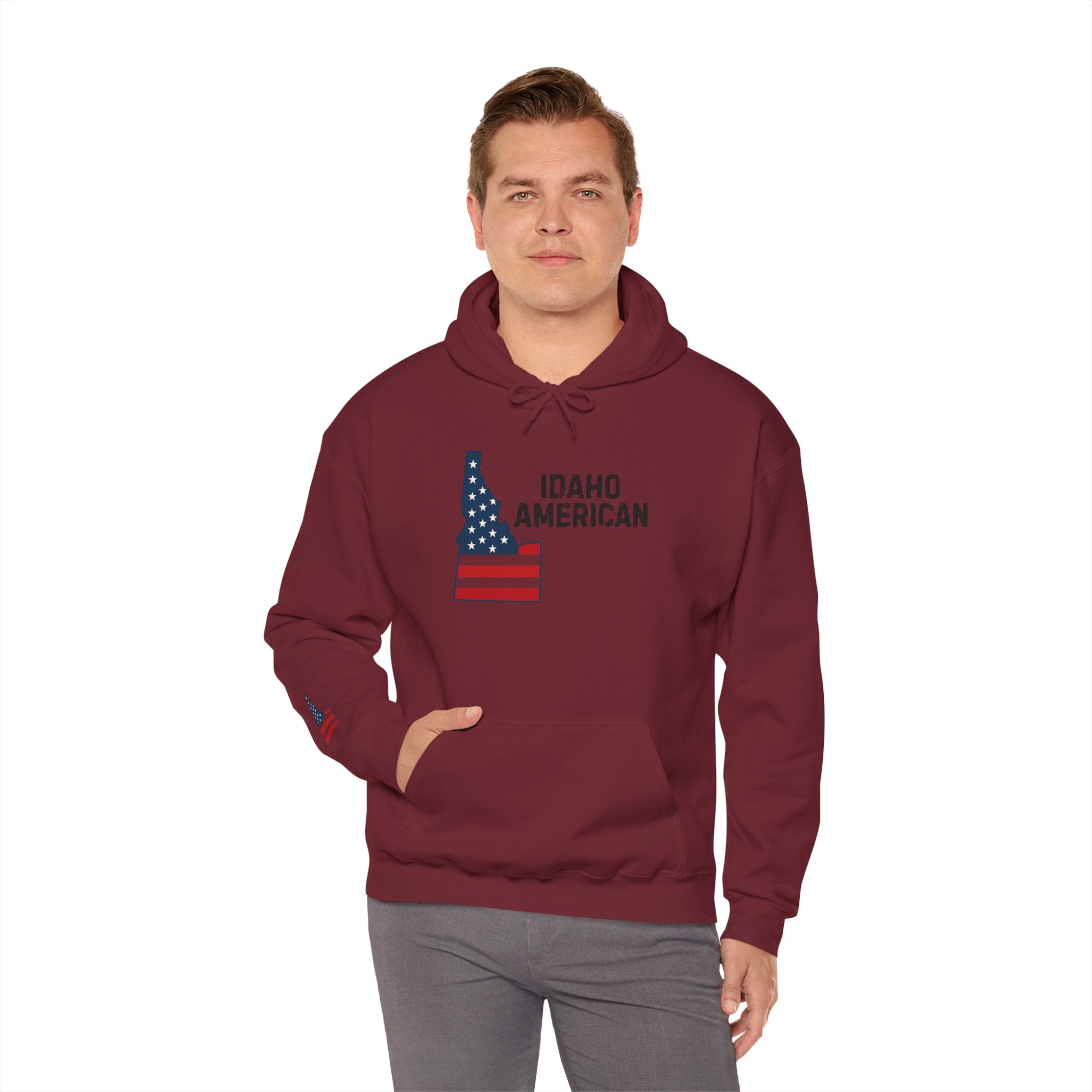 'Idaho American' Hoodie with Sleeve Logo