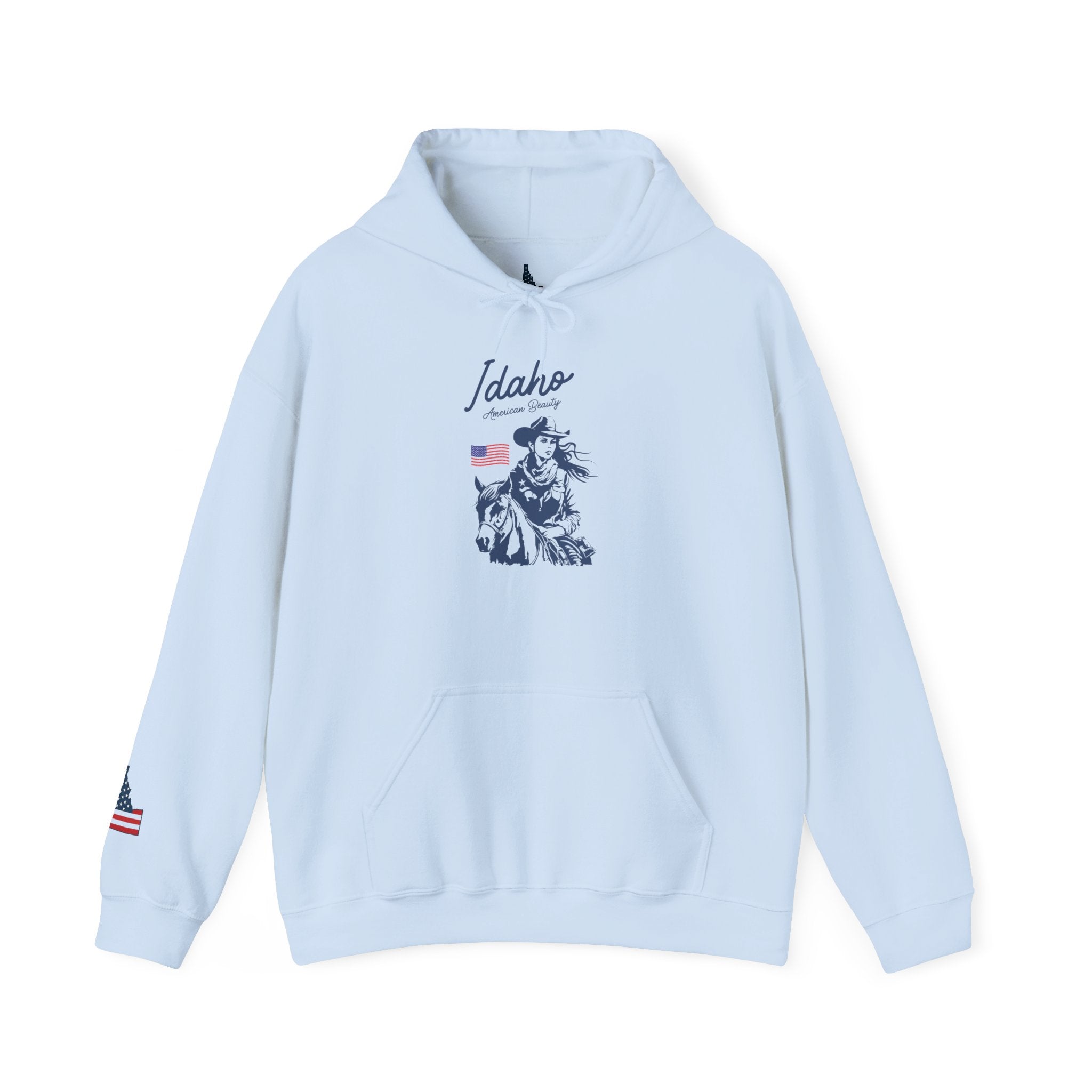Idaho American Beauty Western Hoodie With Sleeve Logo