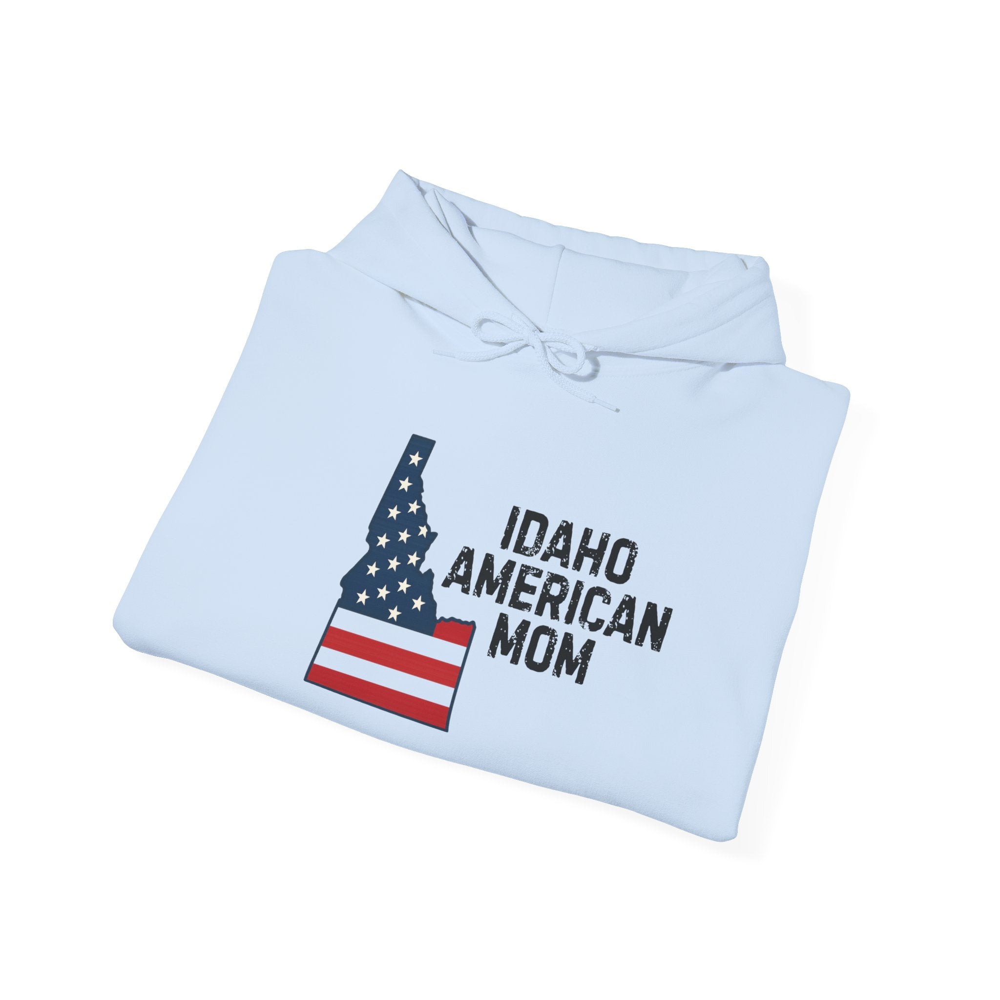 Idaho American Mom Hoodie with Sleeve Logo