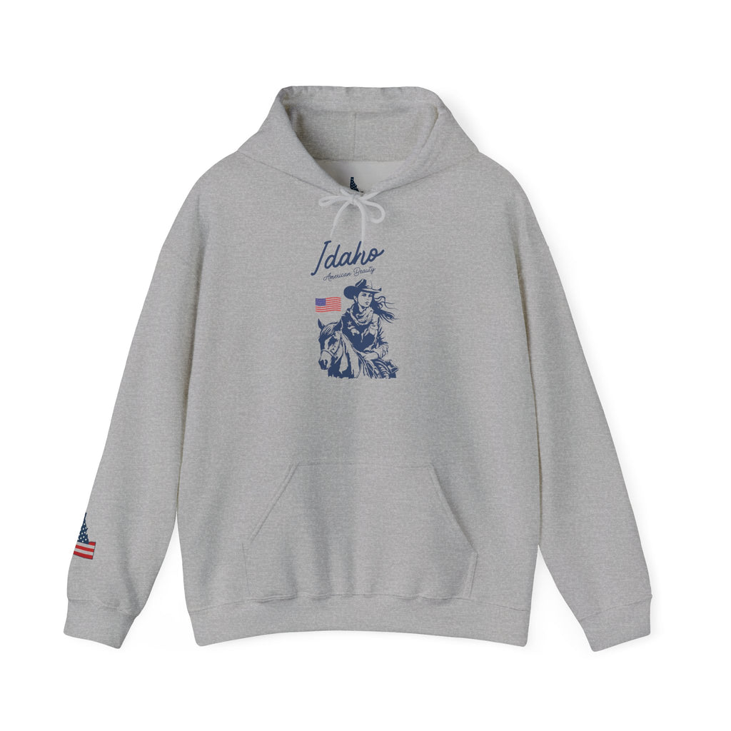 Idaho American Beauty Western Hoodie With Sleeve Logo