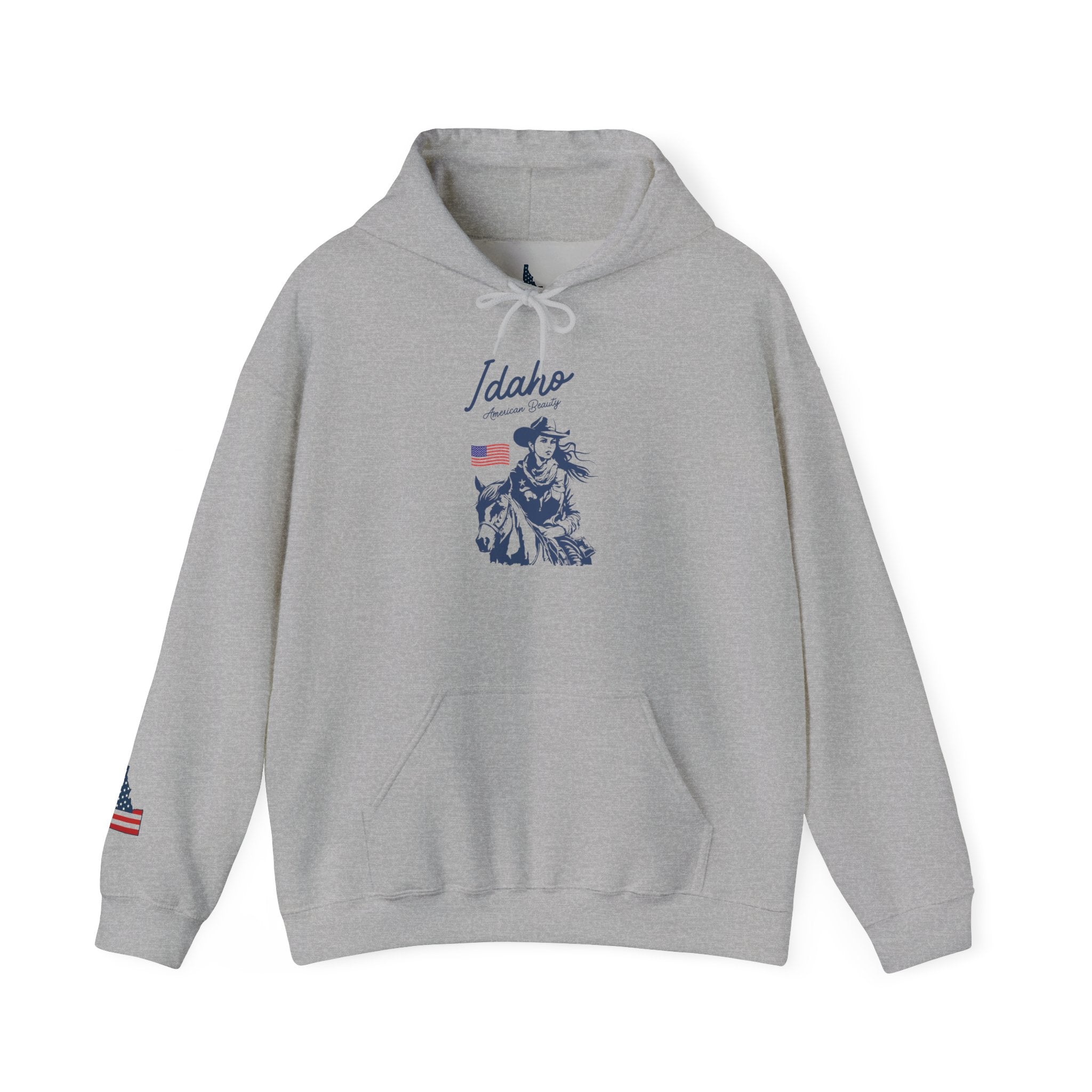 Idaho American Beauty Western Hoodie With Sleeve Logo