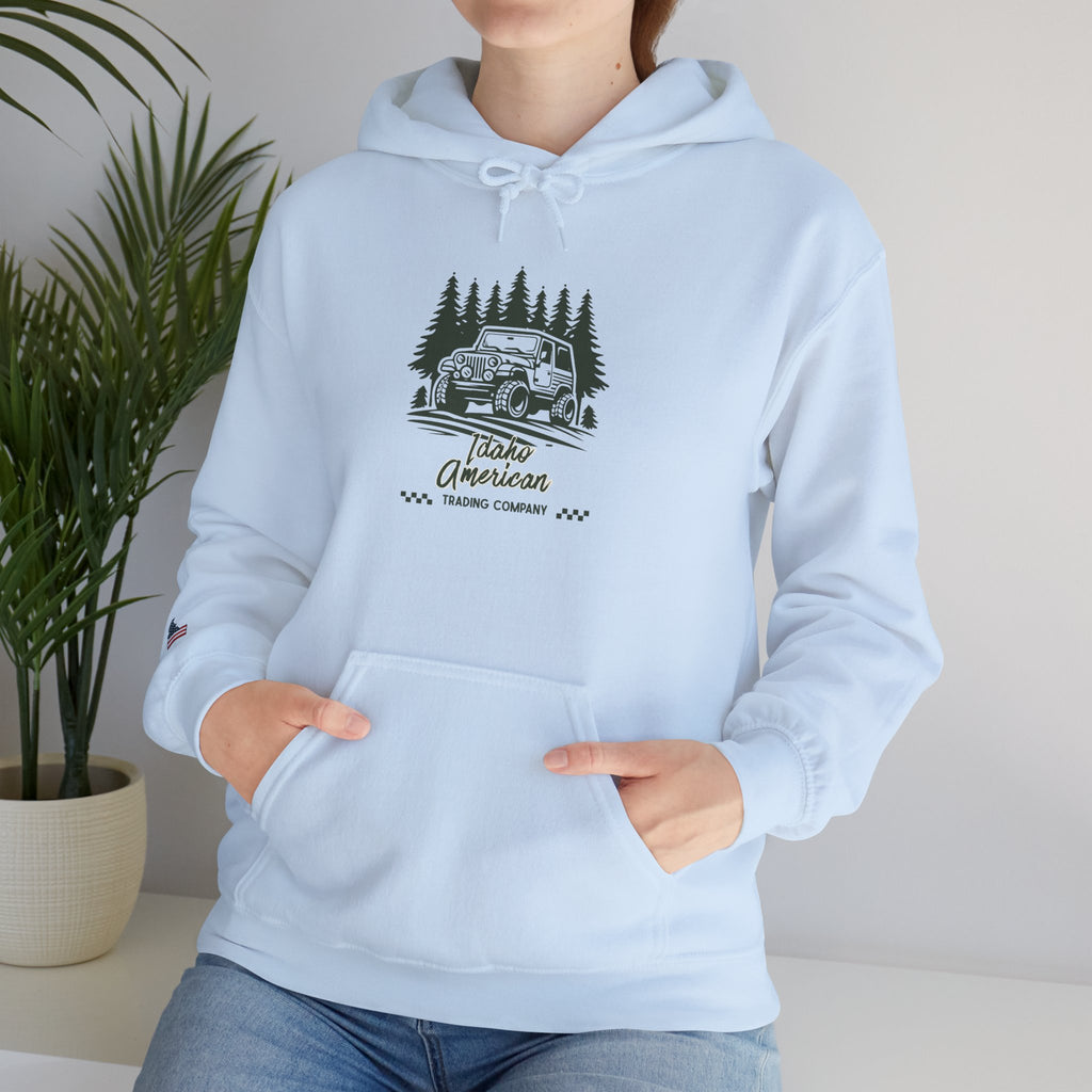 Idaho American Trading Co. Off-Roading Jeep Hoodie with Sleeve Logo