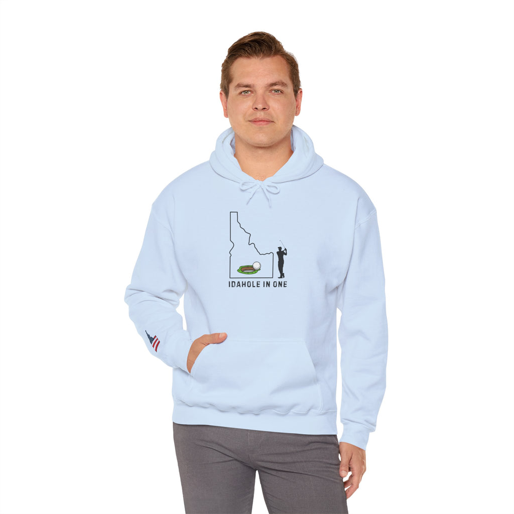 'Idahole In One' Men's Golf Hoodie with Sleeve Logo