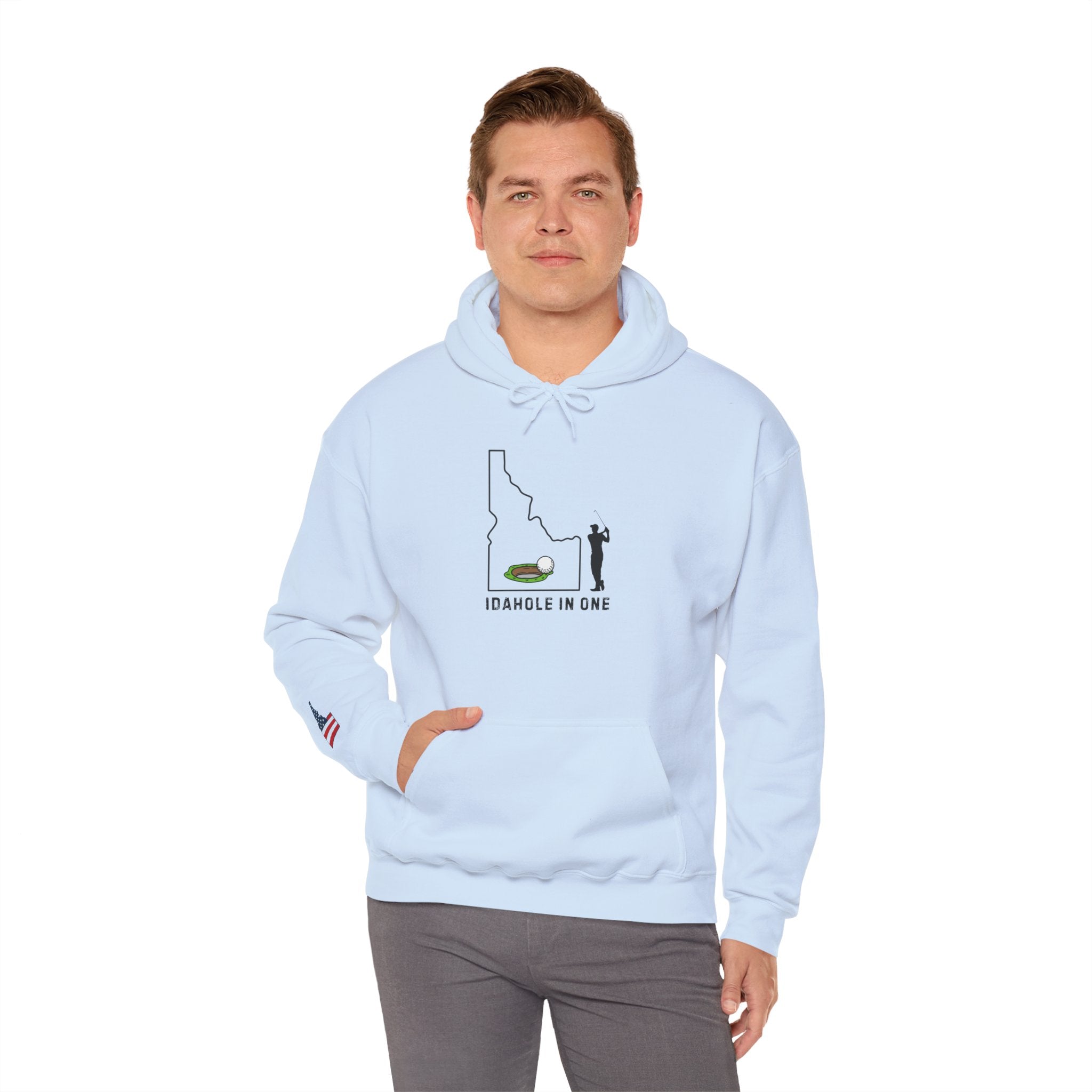 'Idahole In One' Men's Golf Hoodie with Sleeve Logo