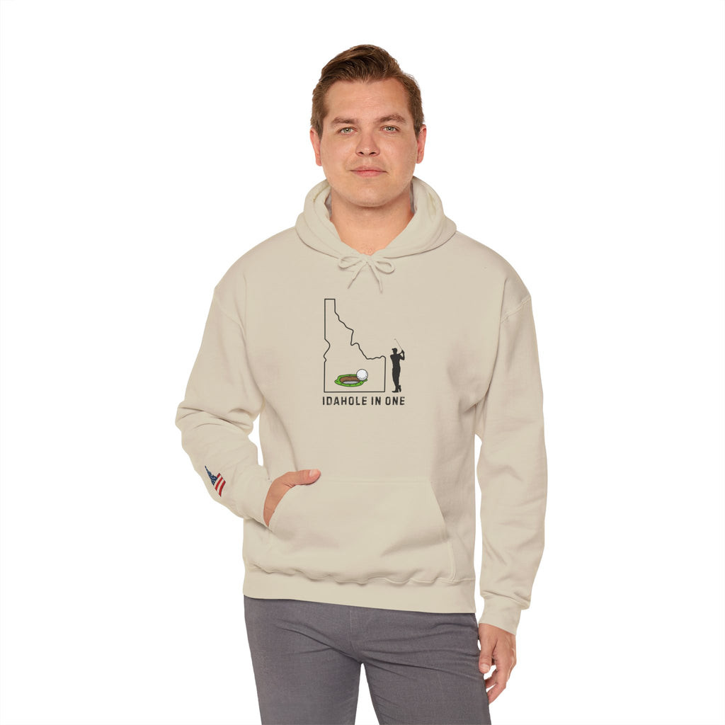 'Idahole In One' Men's Golf Hoodie with Sleeve Logo