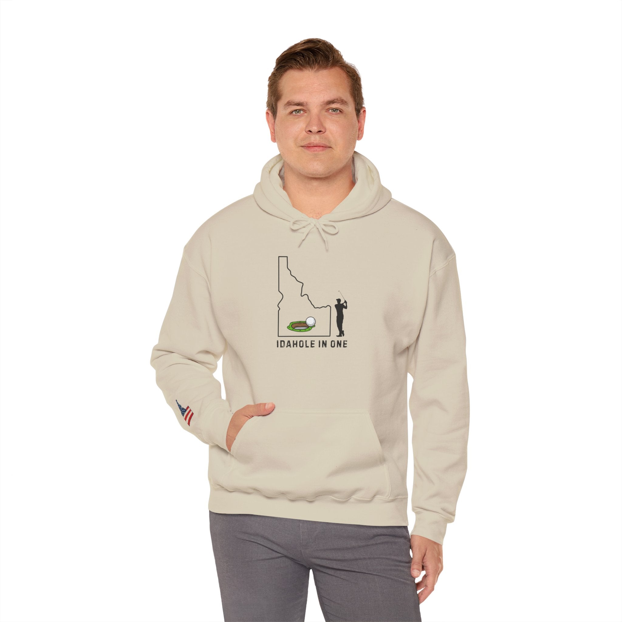 'Idahole In One' Men's Golf Hoodie with Sleeve Logo