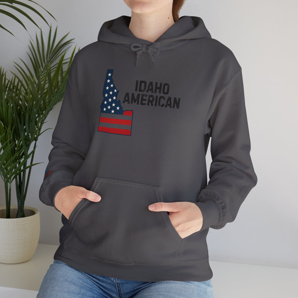 'Idaho American' Hoodie with Sleeve Logo
