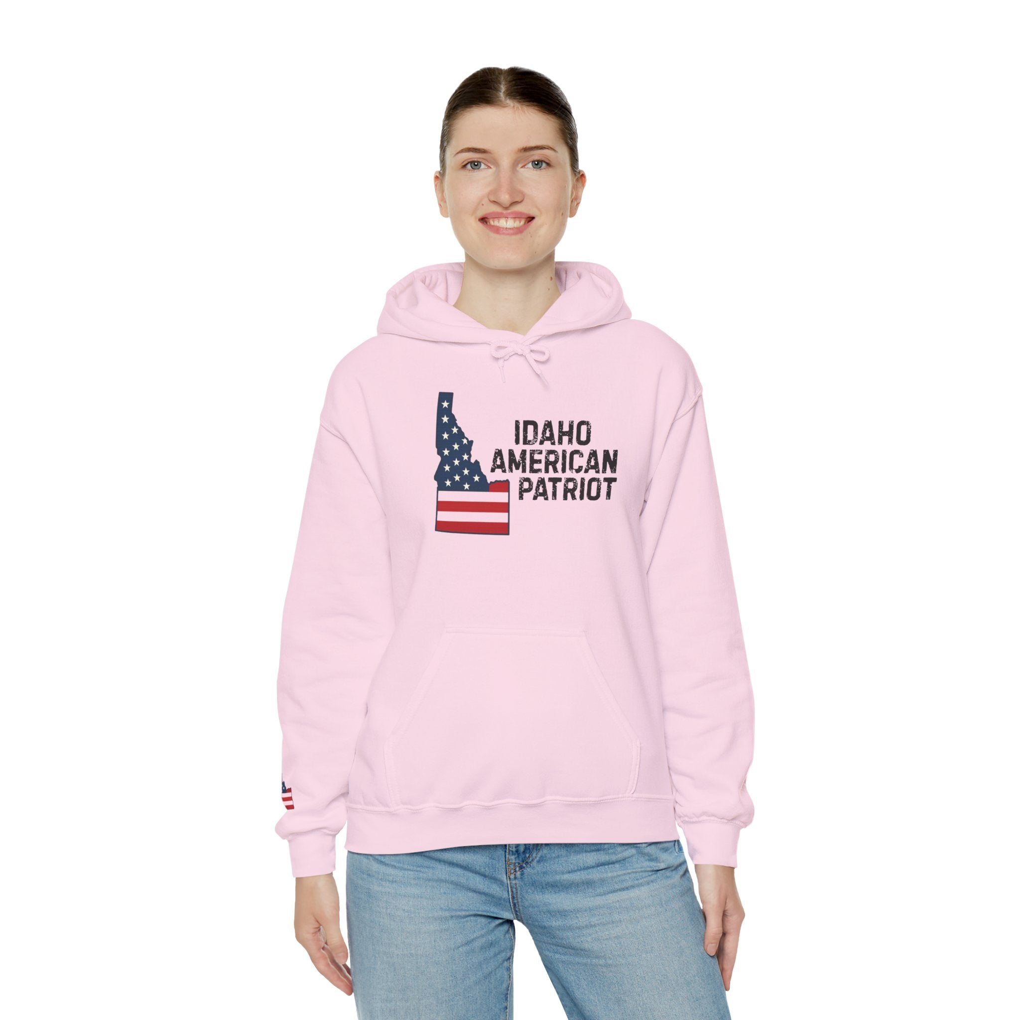'Idaho American Patriot' Hoodie with Sleeve Logo