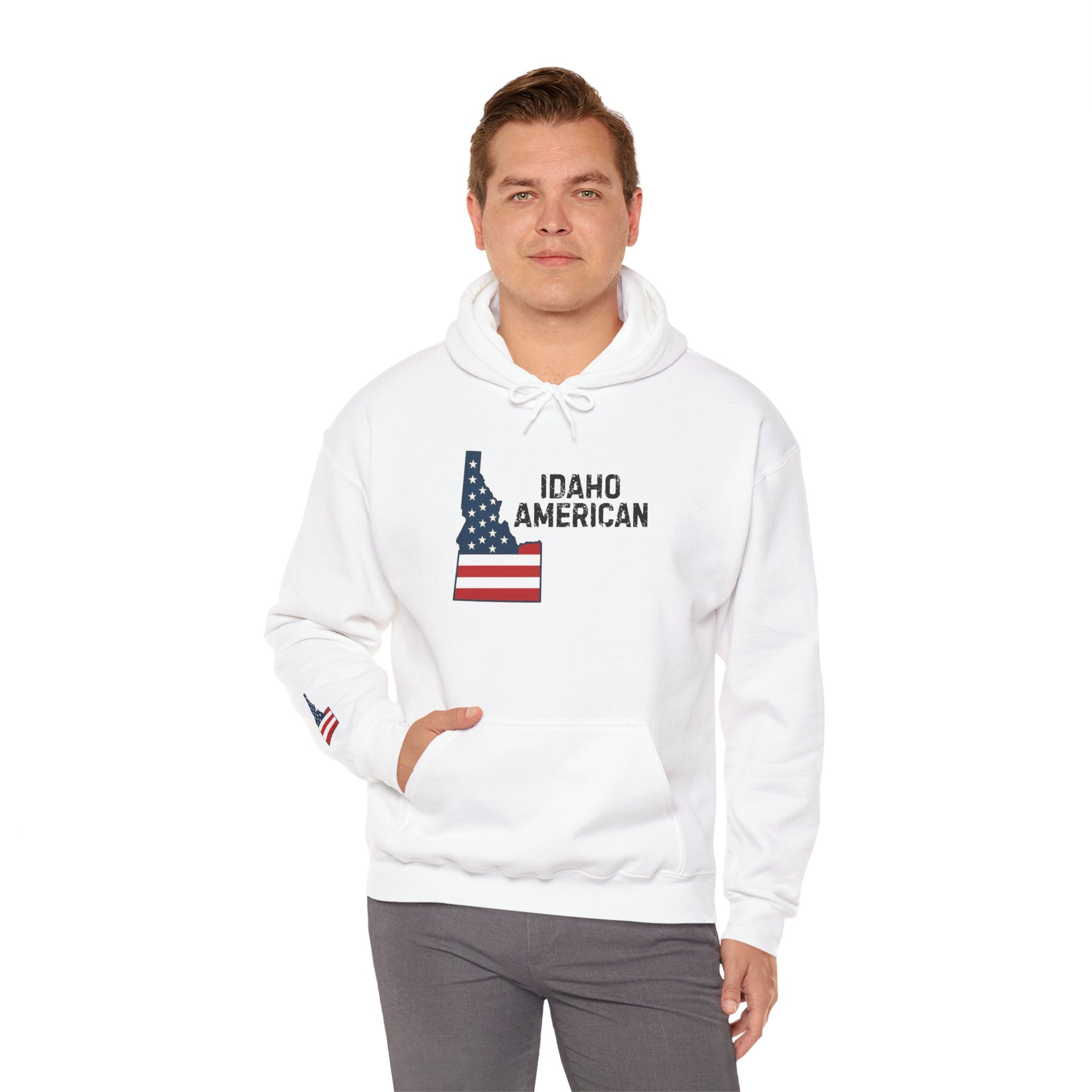 'Idaho American' Hoodie with Sleeve Logo
