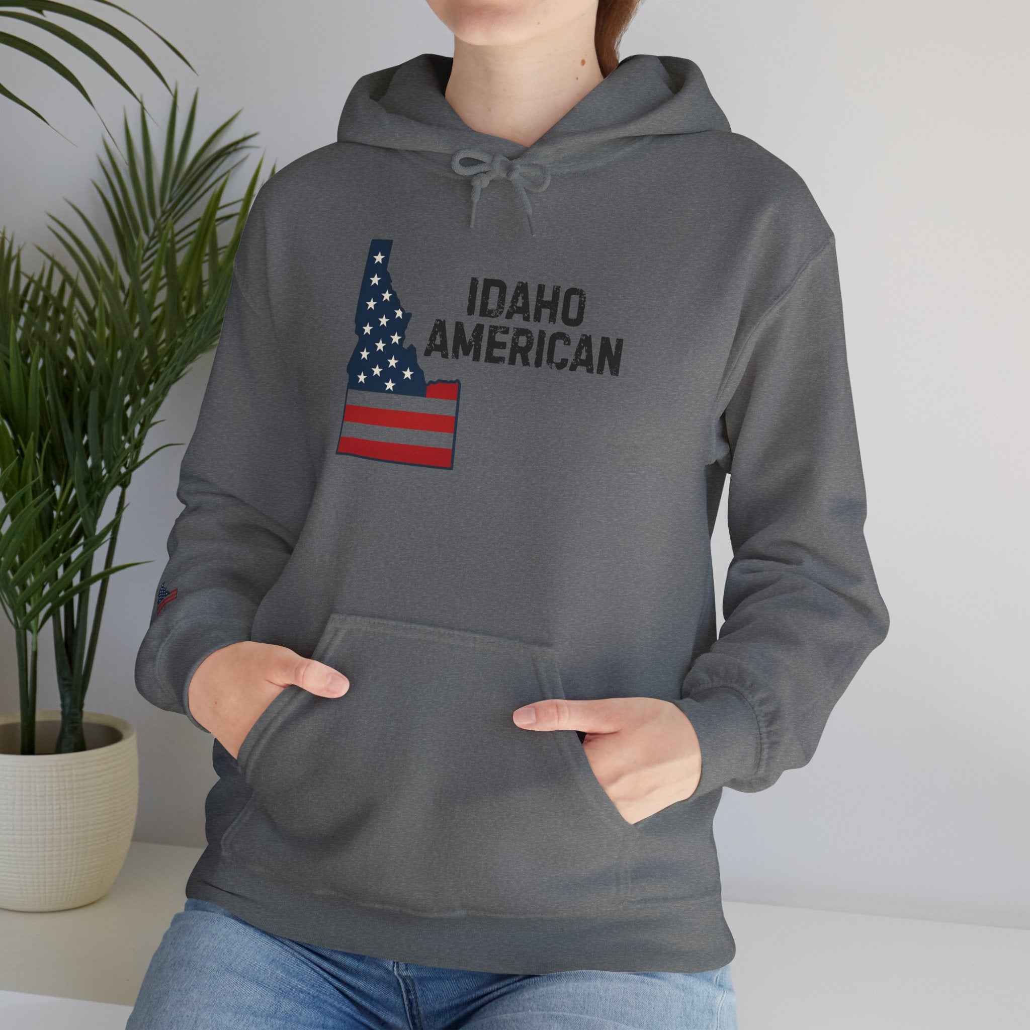 'Idaho American' Hoodie with Sleeve Logo