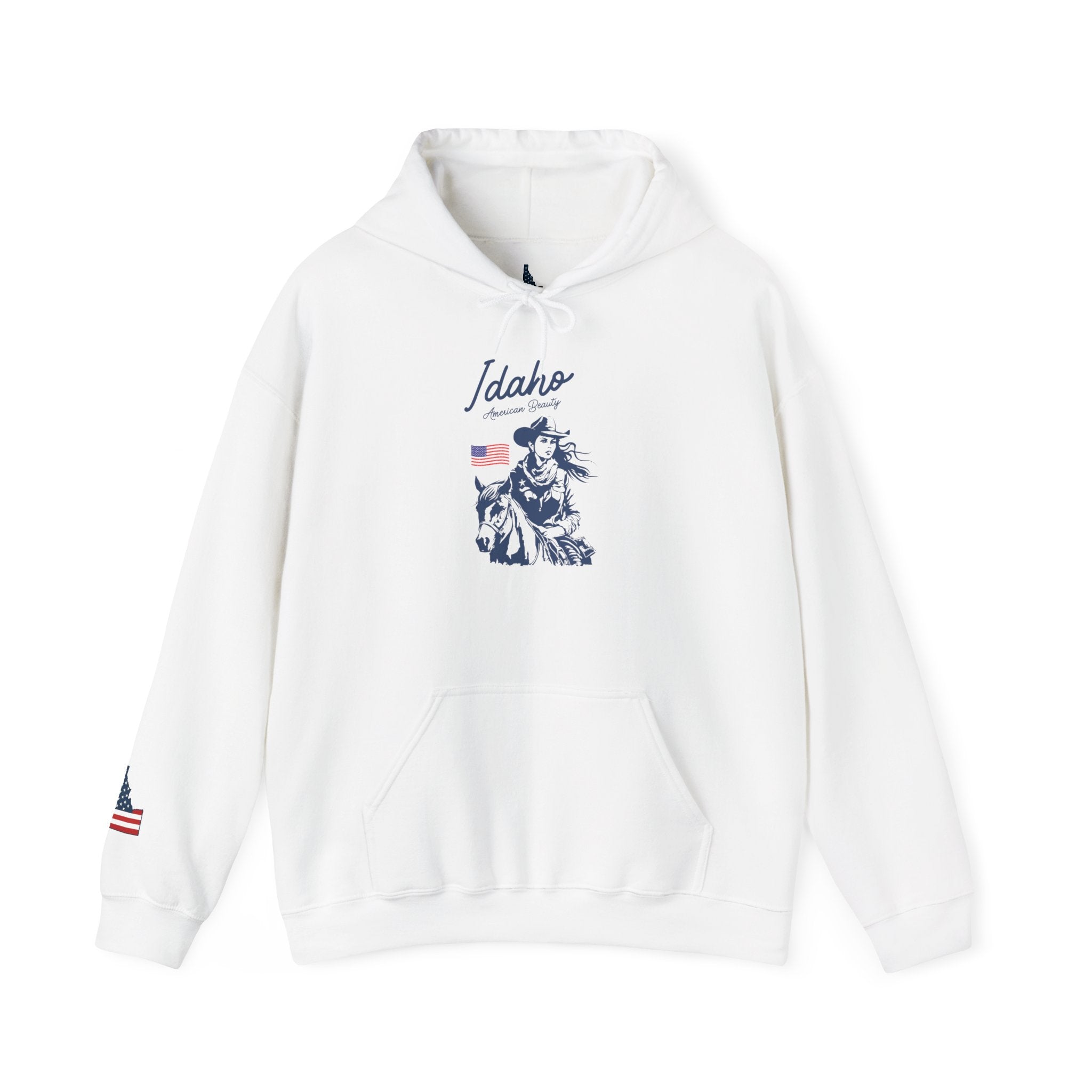 Idaho American Beauty Western Hoodie With Sleeve Logo