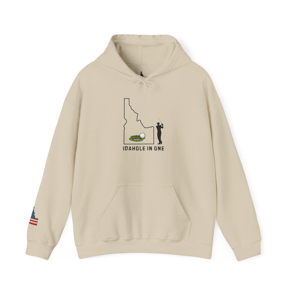 'Idahole In One' Men's Golf Hoodie with Sleeve Logo