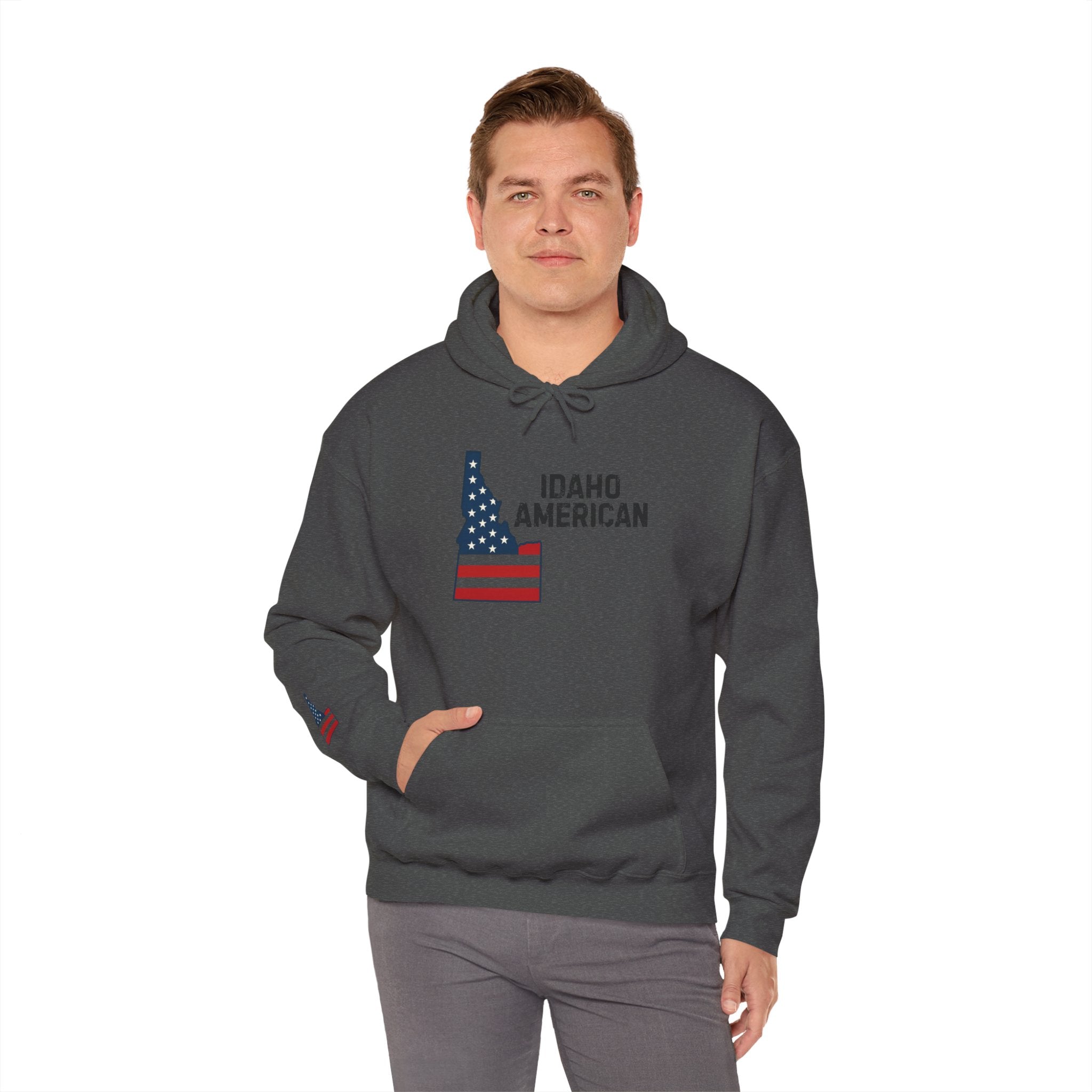 'Idaho American' Hoodie with Sleeve Logo