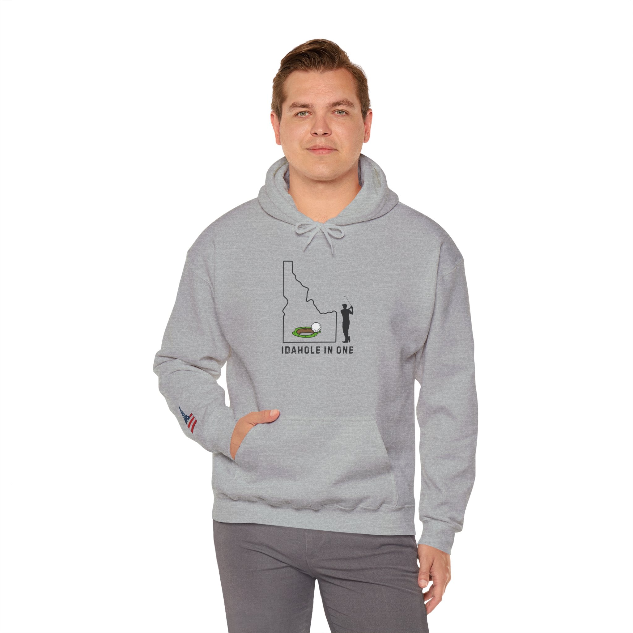 'Idahole In One' Men's Golf Hoodie with Sleeve Logo