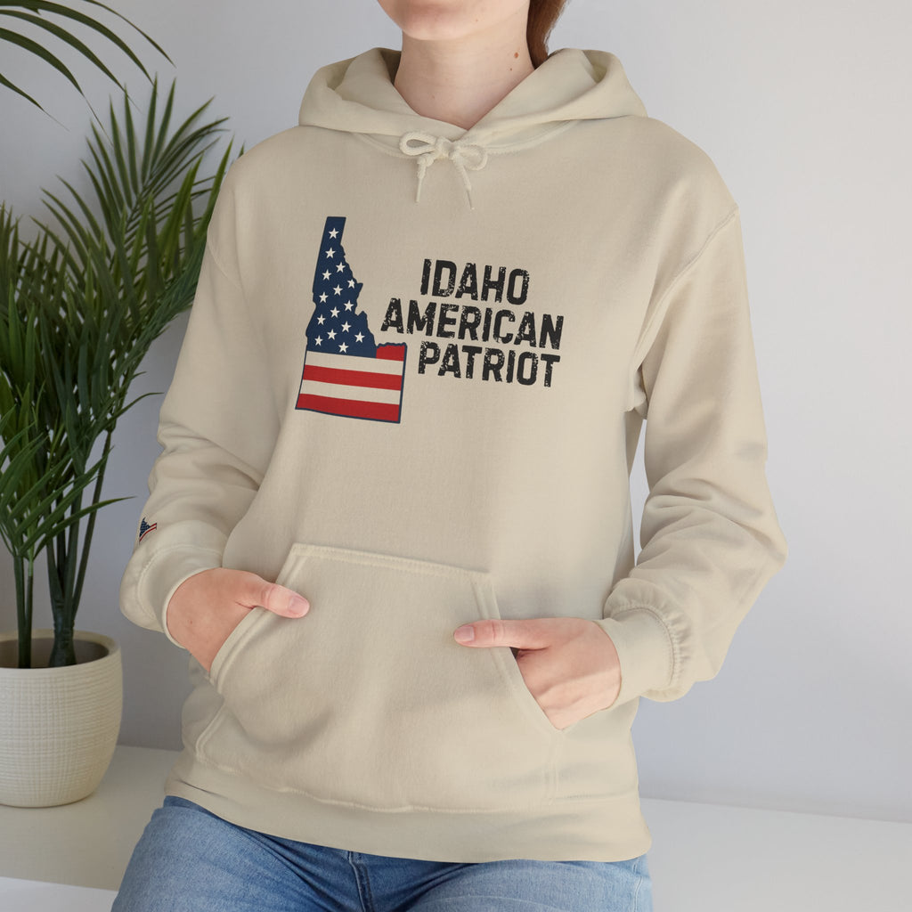 'Idaho American Patriot' Hoodie with Sleeve Logo