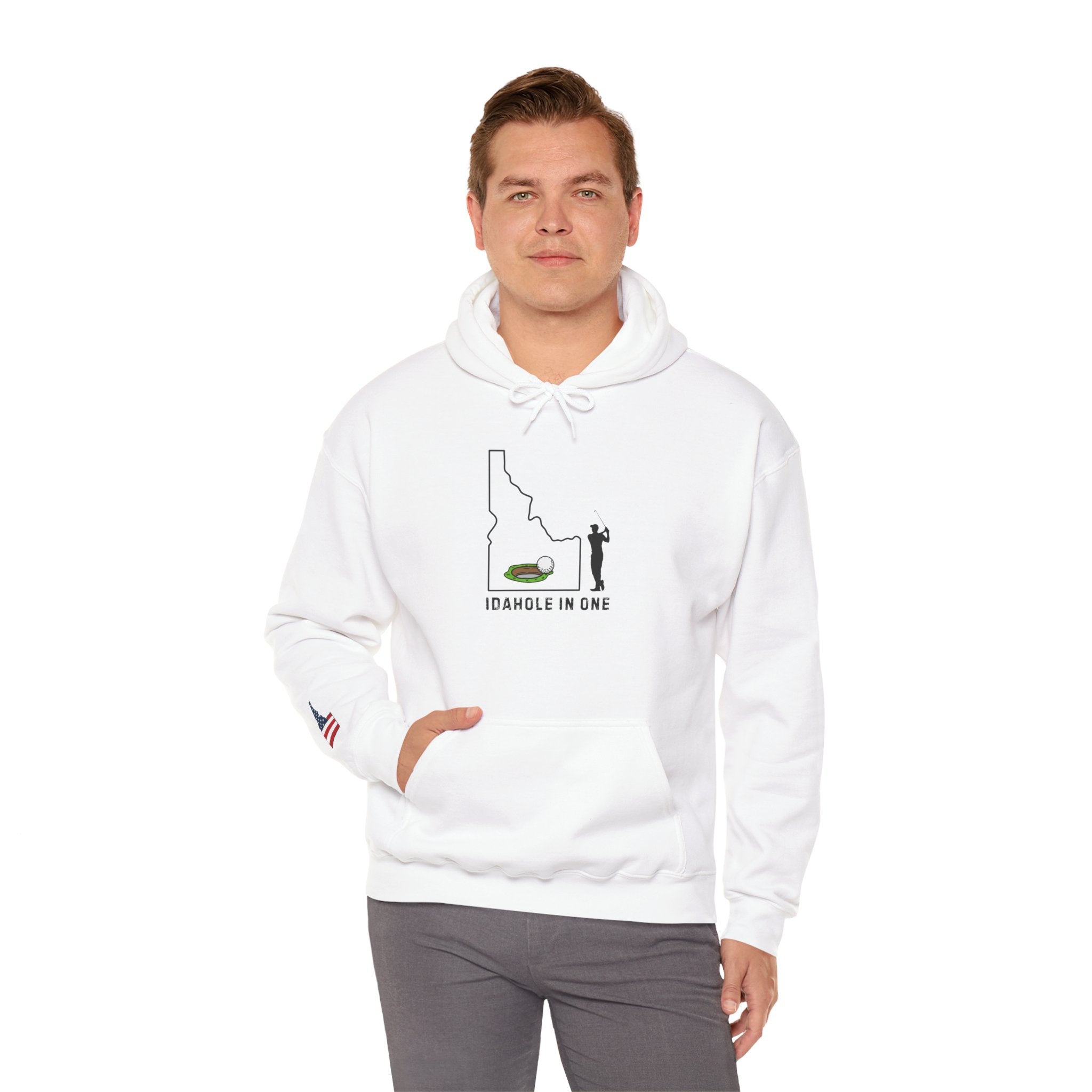 'Idahole In One' Men's Golf Hoodie with Sleeve Logo