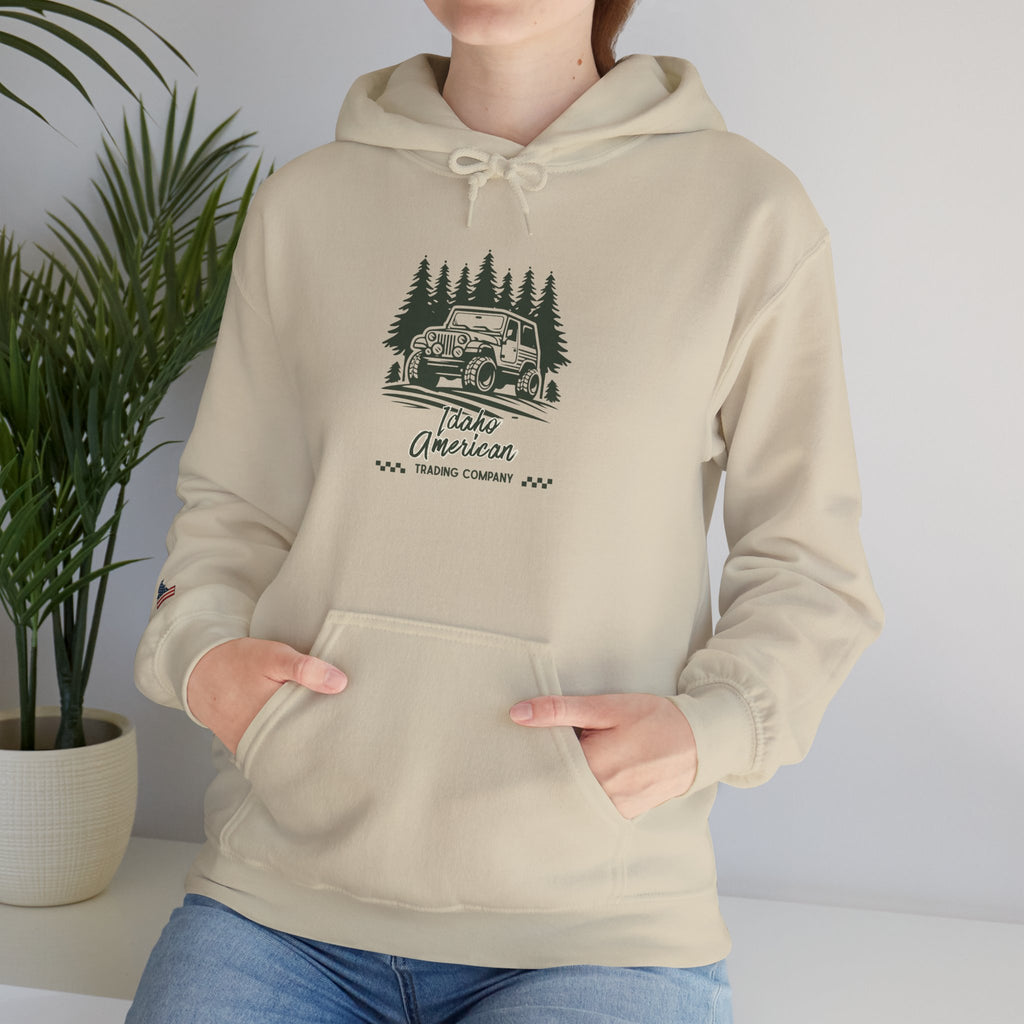 Idaho American Trading Co. Off-Roading Jeep Hoodie with Sleeve Logo