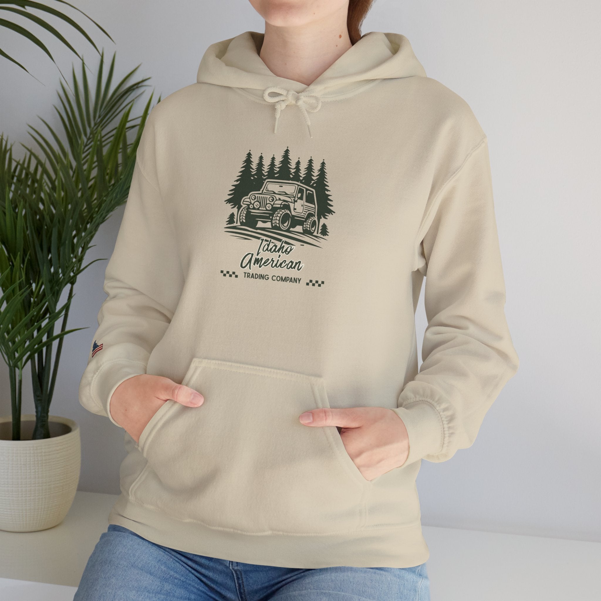 Idaho American Trading Co. Off-Roading Jeep Hoodie with Sleeve Logo