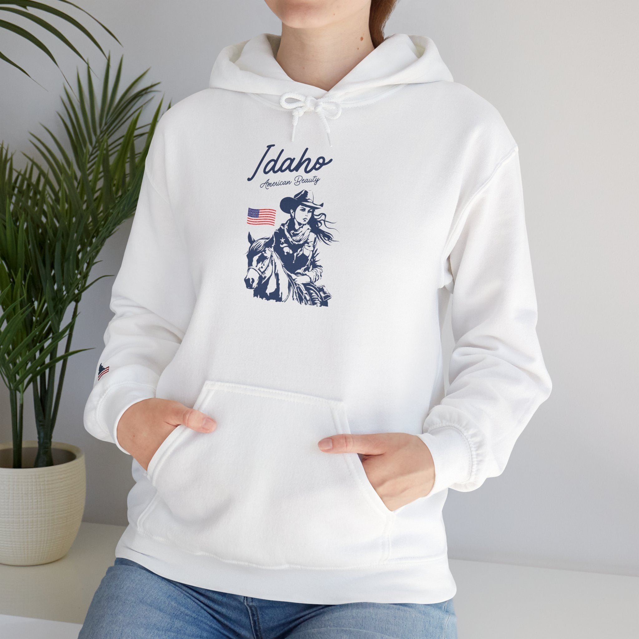 Idaho American Beauty Western Hoodie With Sleeve Logo