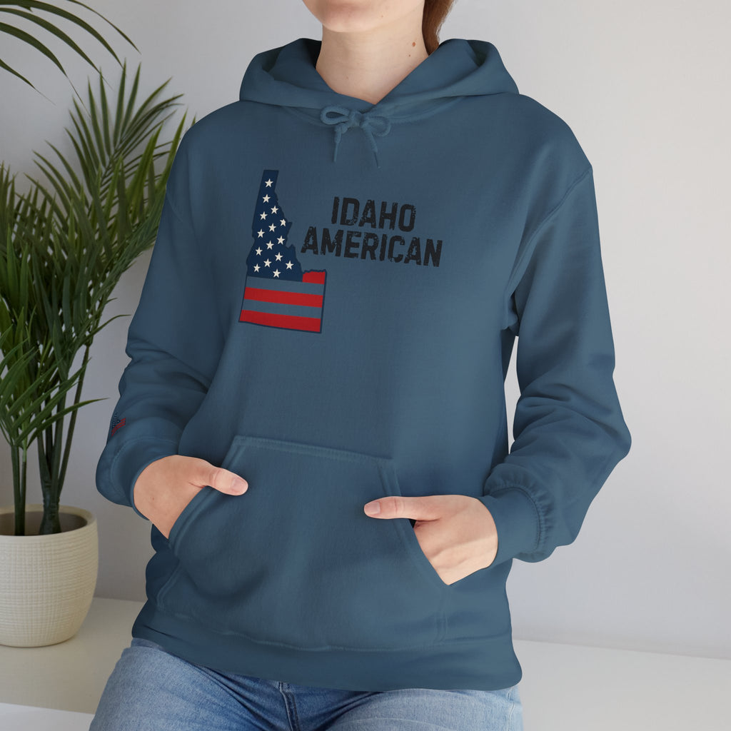 'Idaho American' Hoodie with Sleeve Logo